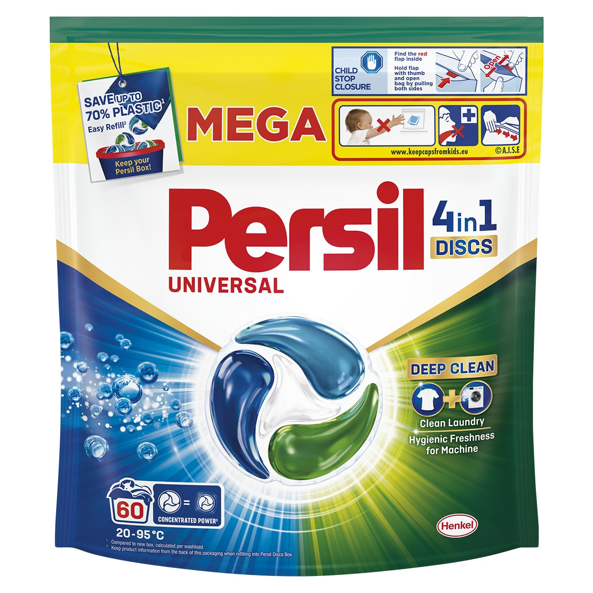 Washing capsules Persil discs 4in1 universal 60 pcs MEGA CONCENTRATE Packaging status original
