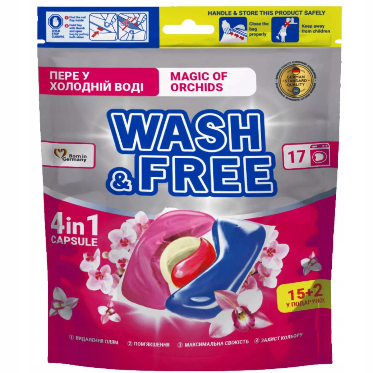 Washing capsules UNIVERSAL 4in1 ORCHIDEA WASH&FREE 17pcs