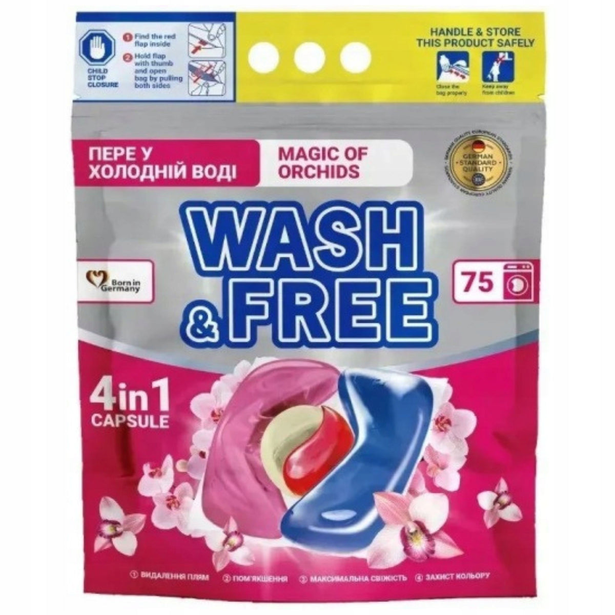 Washing capsules UNIVERSAL 4in1 ORCHIDEA WASH&FREE 75 pcs