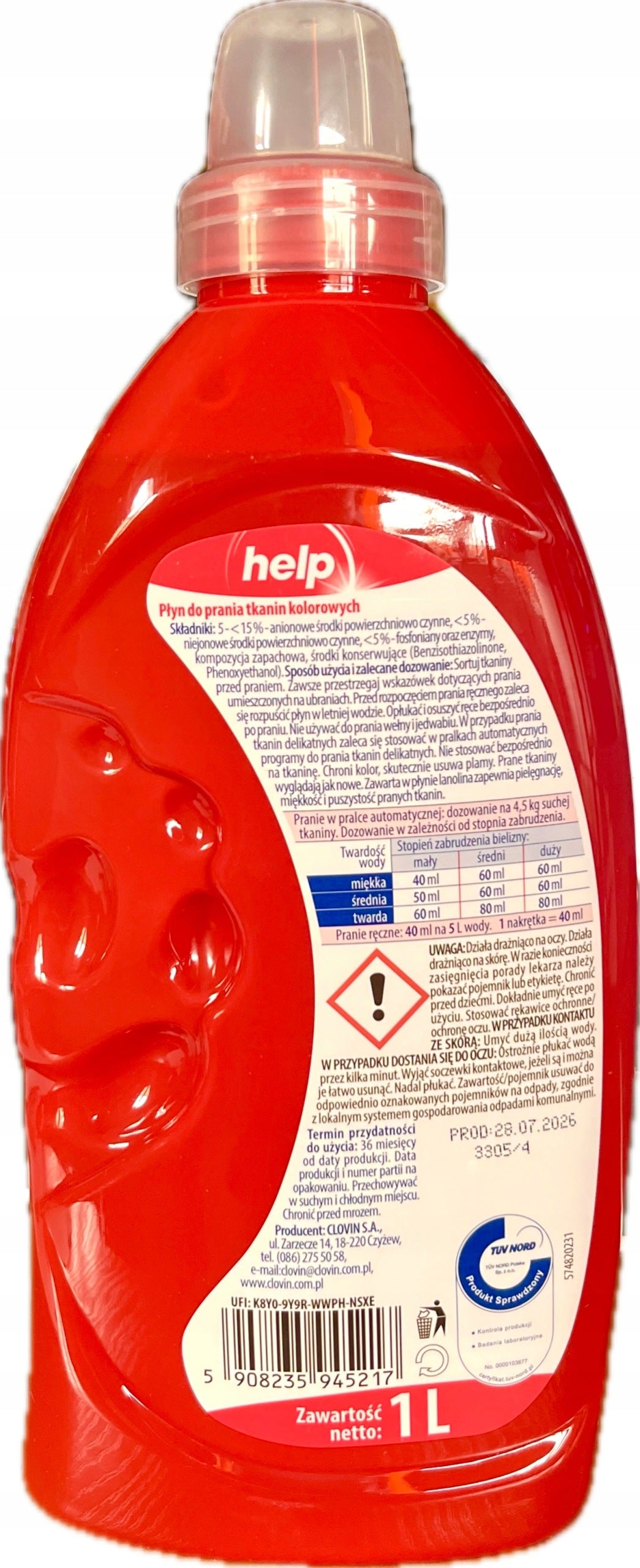 Washing liquid Help colored fabrics 1l Manufacturer code 5908235945231