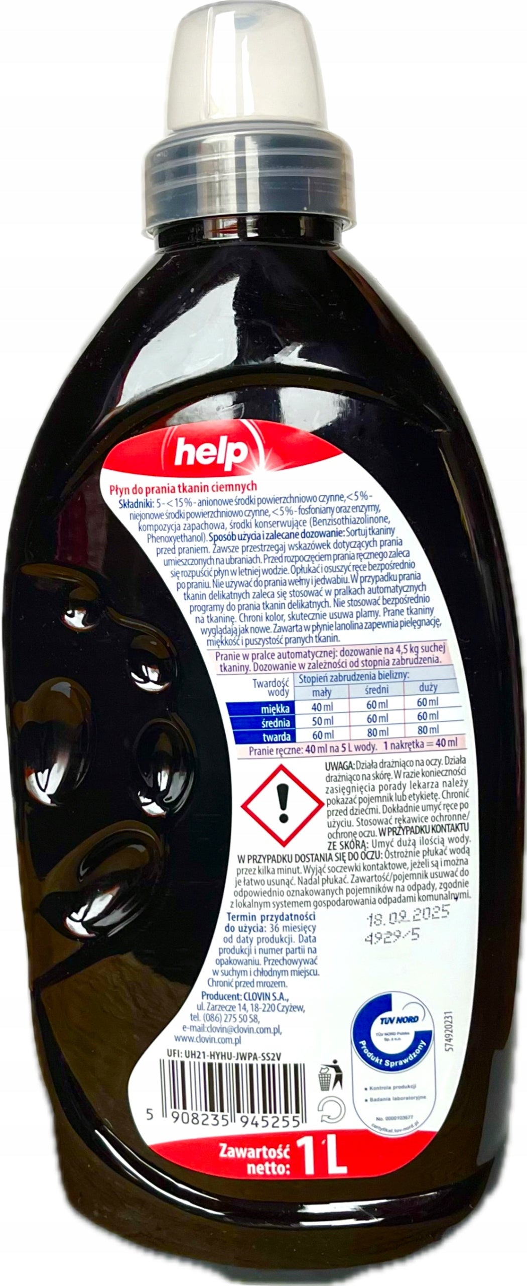 Washing liquid for dark fabrics Help 1 l Manufacturer code 5908235945255
