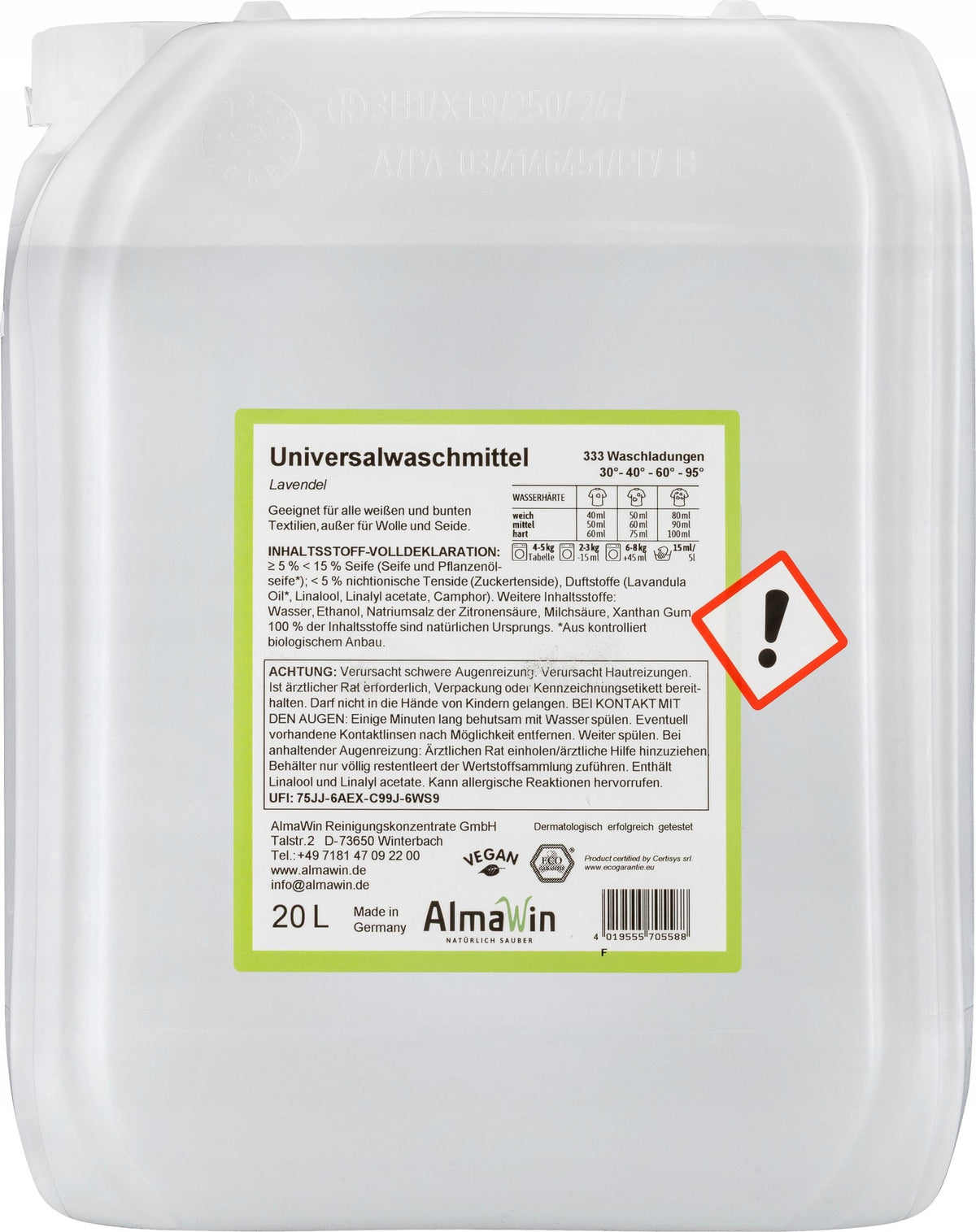 Washing liquid white AlmaWin 20 l