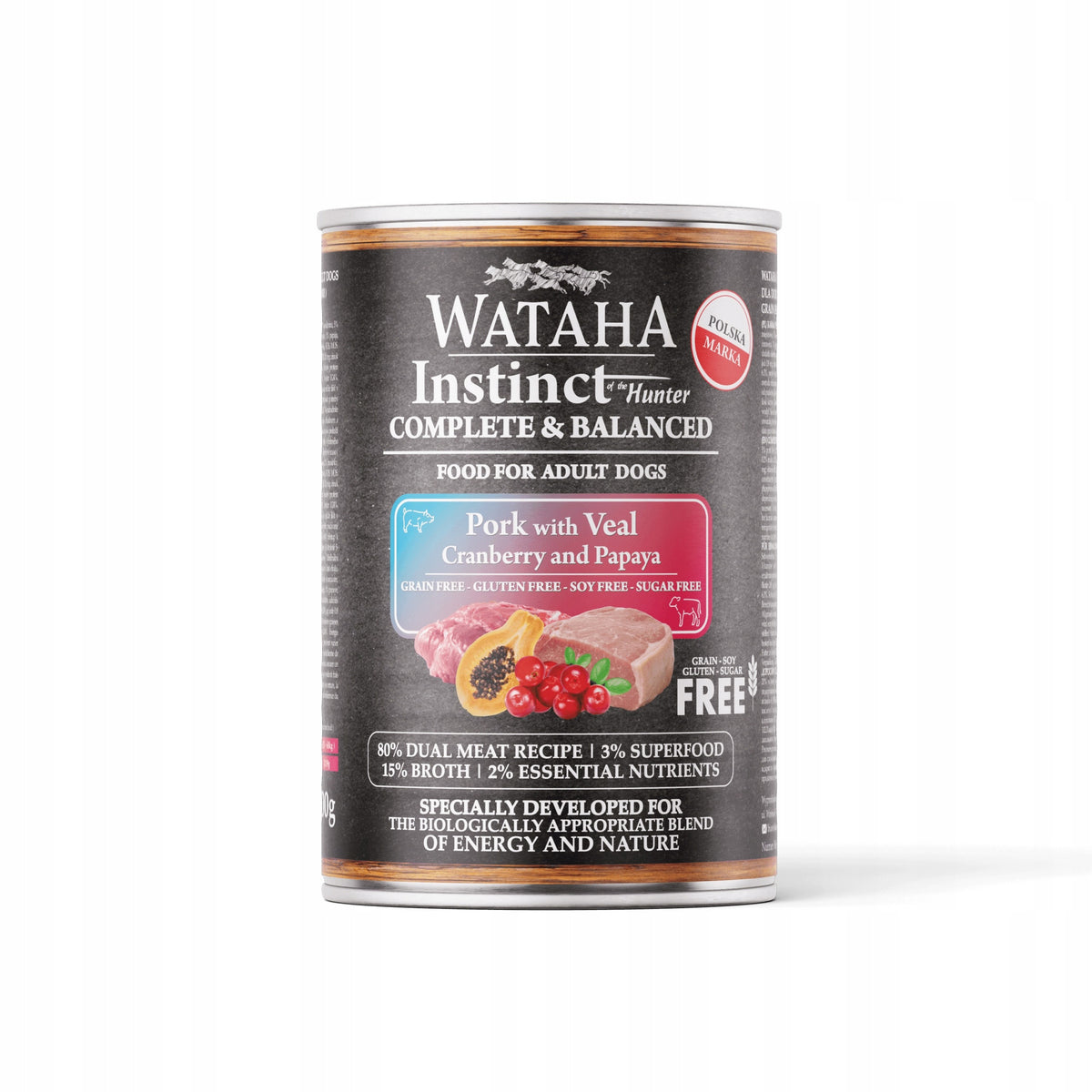 Wataha INSTINCT 80% PORK VEAL PAPAYA CRANBERRY 400g
