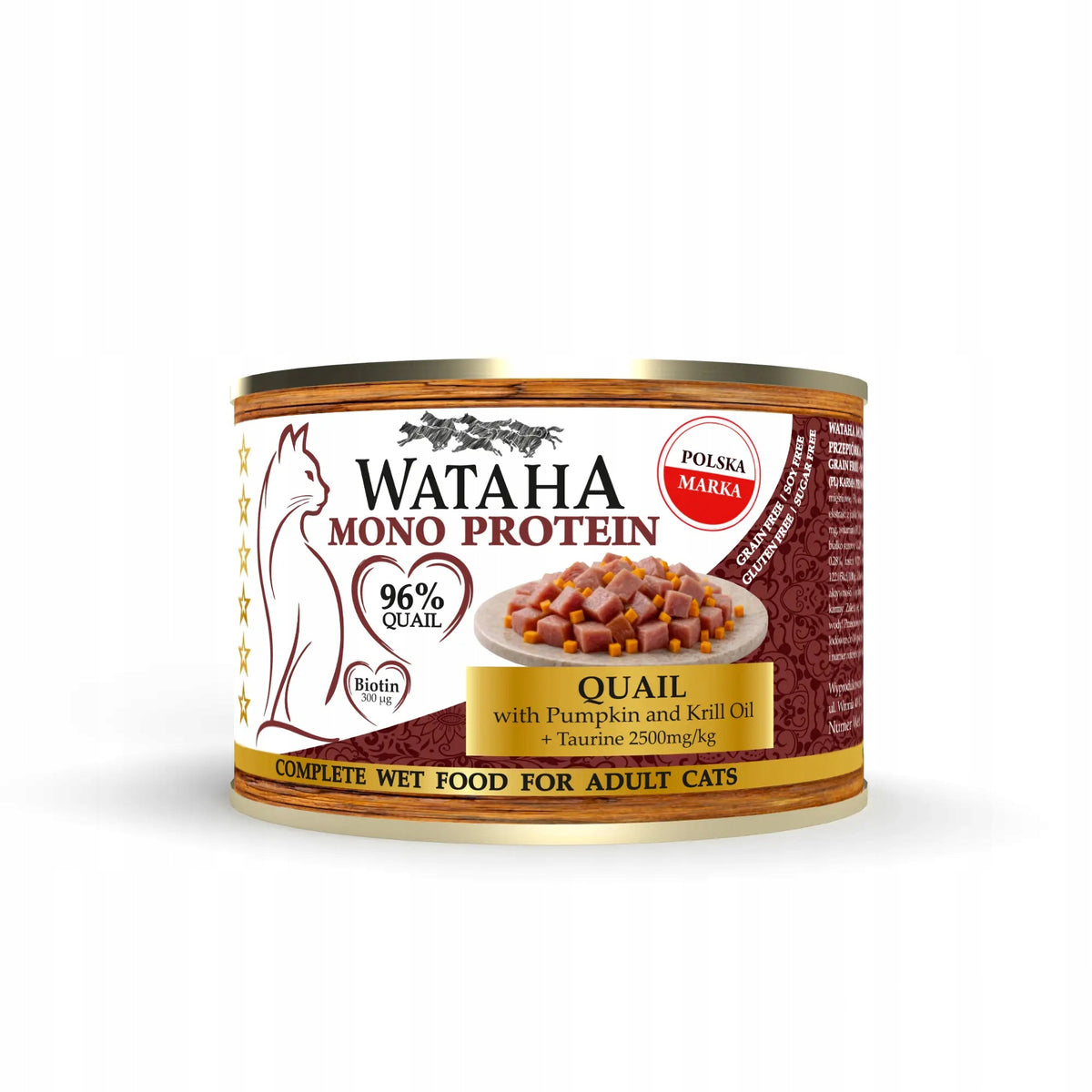 Wataha Monoprotein Wet Cat Food 96% Quail with Pumpkin 200g