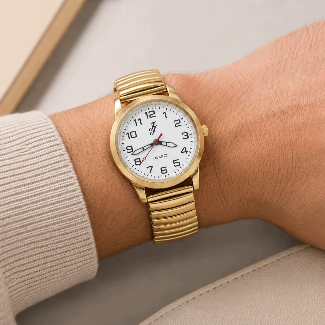 Watch Flexible Round Dial Gold Lightweight Hand Fit Clear Packaging status original