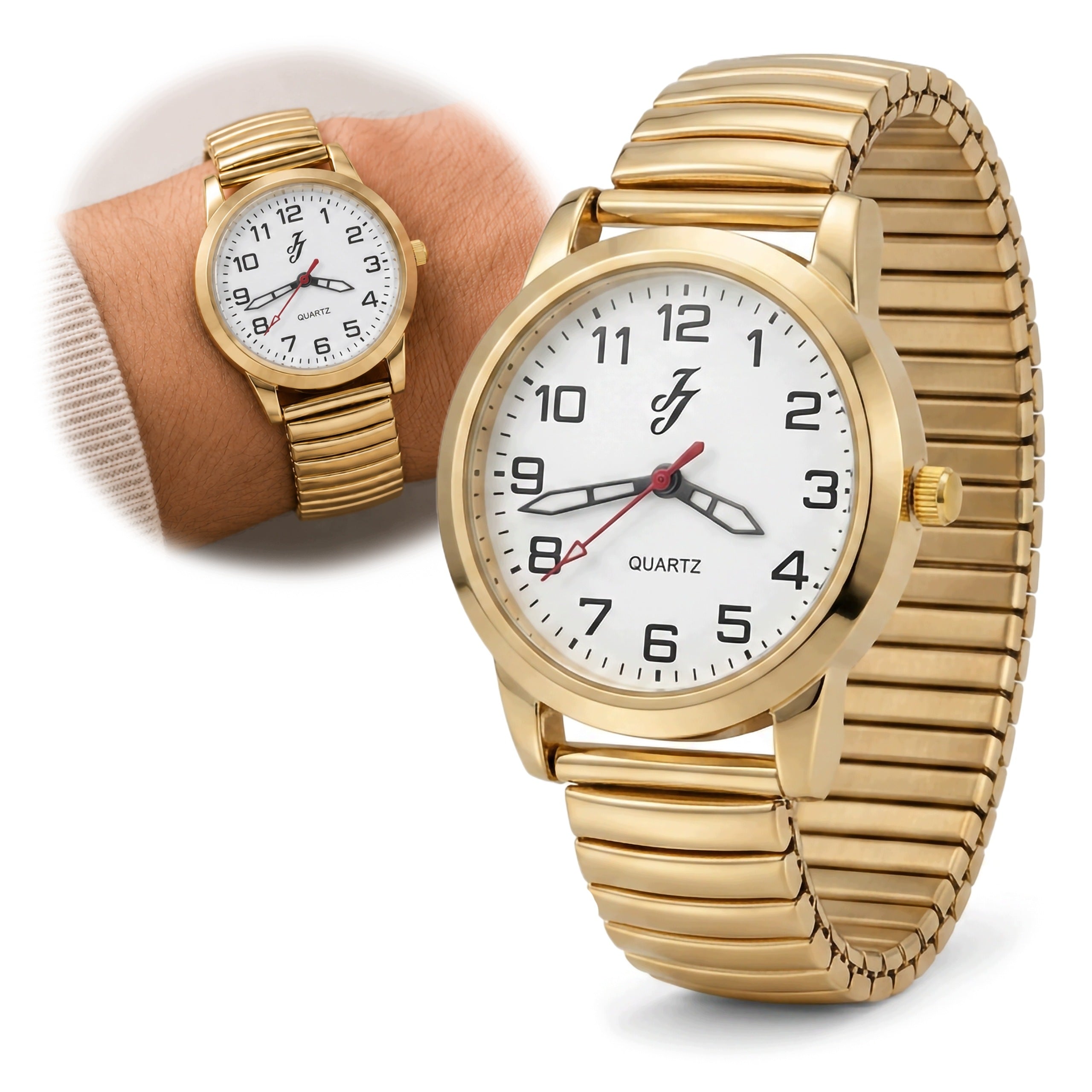 Watch Flexible Round Dial Gold Lightweight Hand Fit Clear