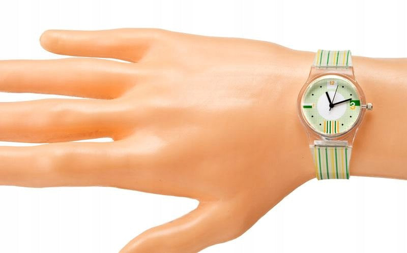 Watch Perfect transparent strap multicolor analog dial Main pattern stripes
