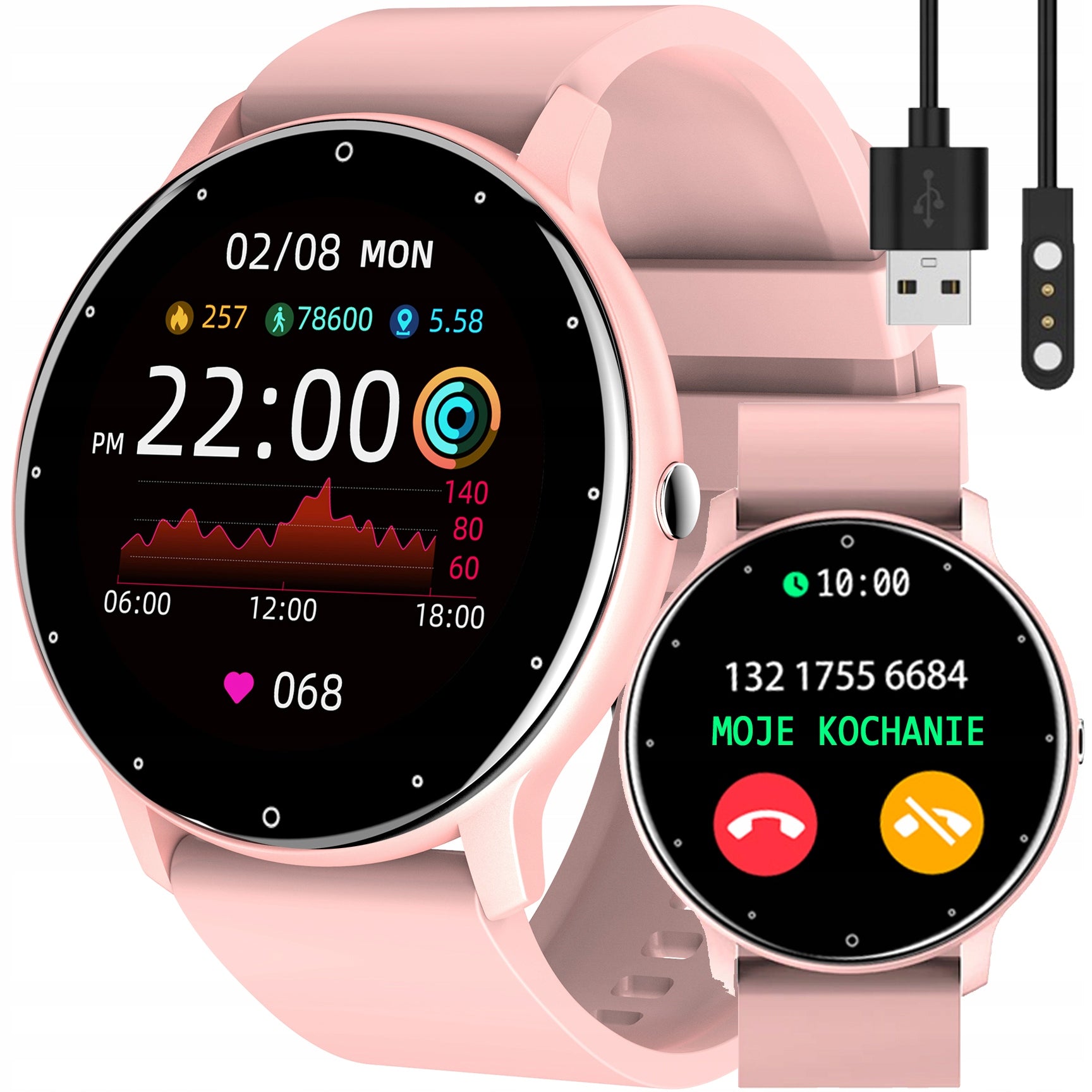 Watch SMARTWATCH SMS STEPS PULSE POLISH MENU