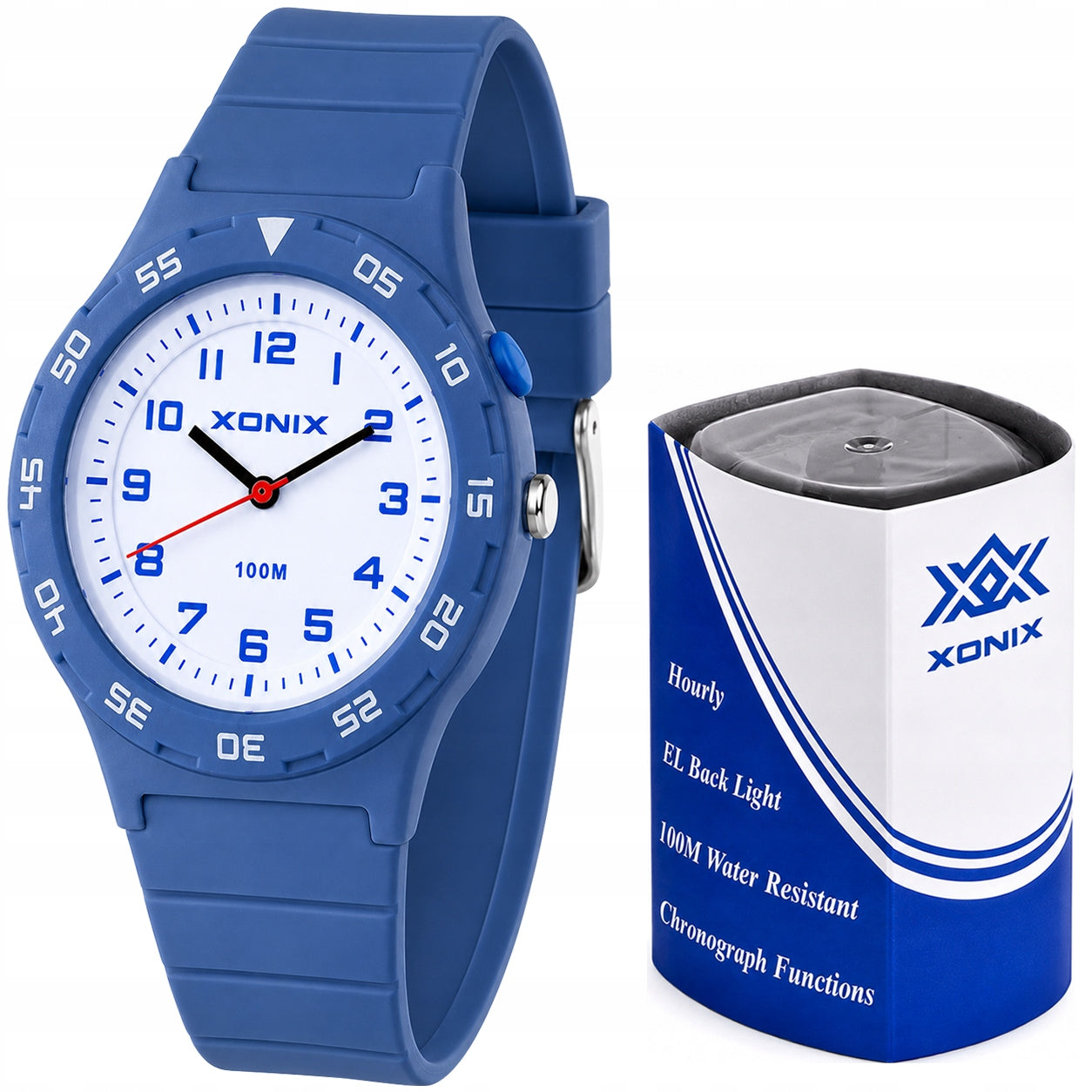 Watch XONIX blue 10 ATM LED backlight Japanese movement Y121E