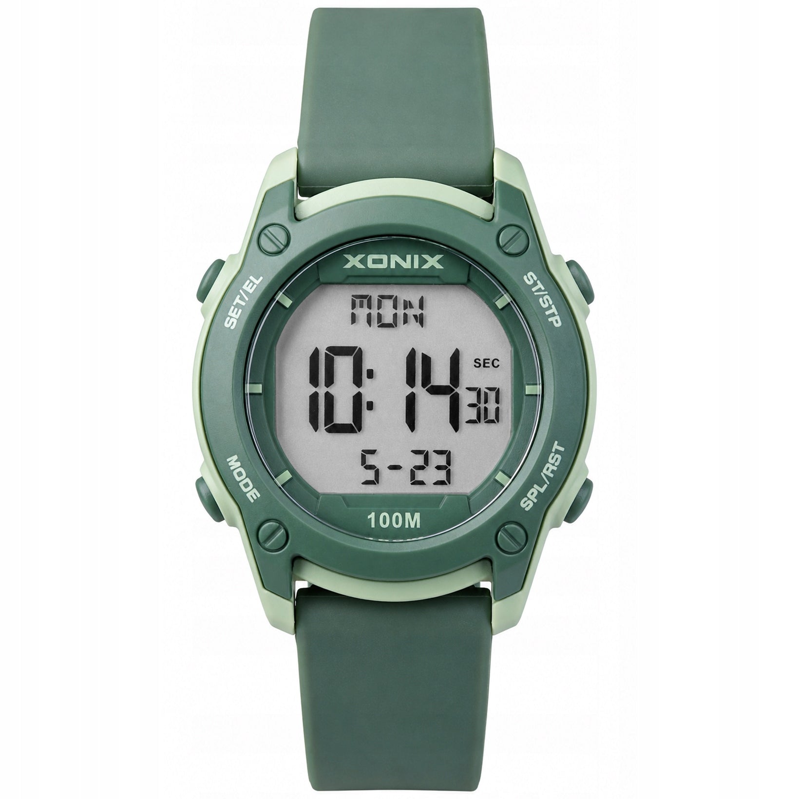 Watch XONIX electronic sports 10 ATM alarm timer green BAZ-005 Packaging status original
