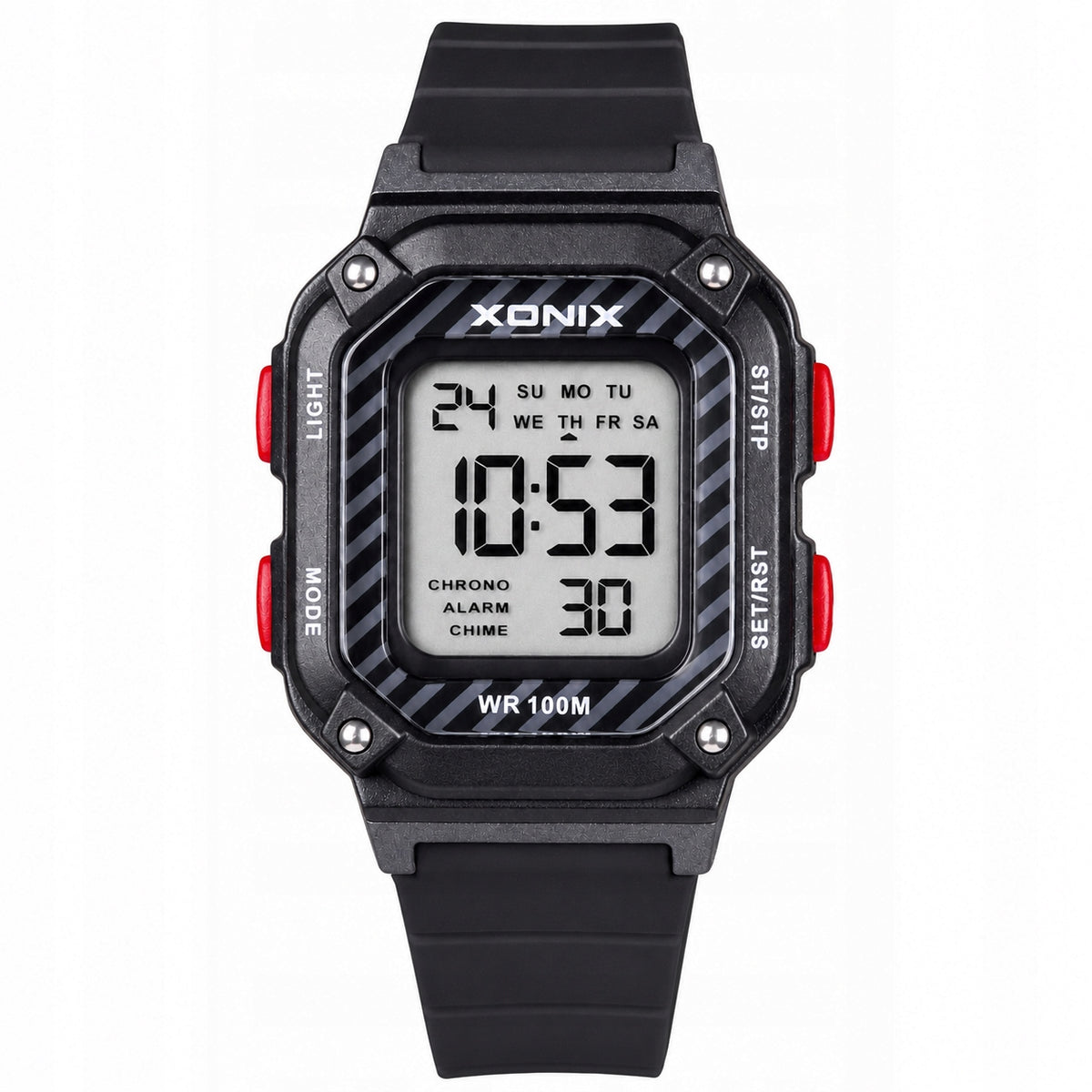 Watch XONIX sports black 10 ATM timer stopwatch chronograph WR100 BBQ 007 Brand Xonix