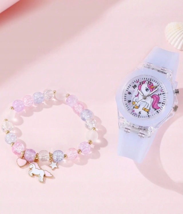 Watch glowing with unicorn bracelet beautiful gift for girl Packaging status original