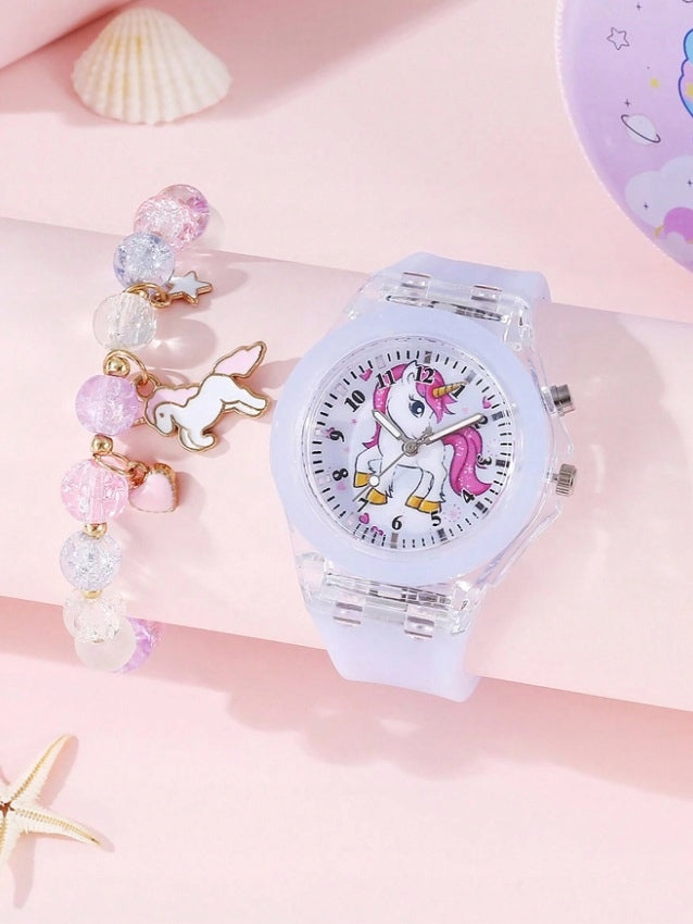 Watch glowing with unicorn bracelet beautiful gift for girl
