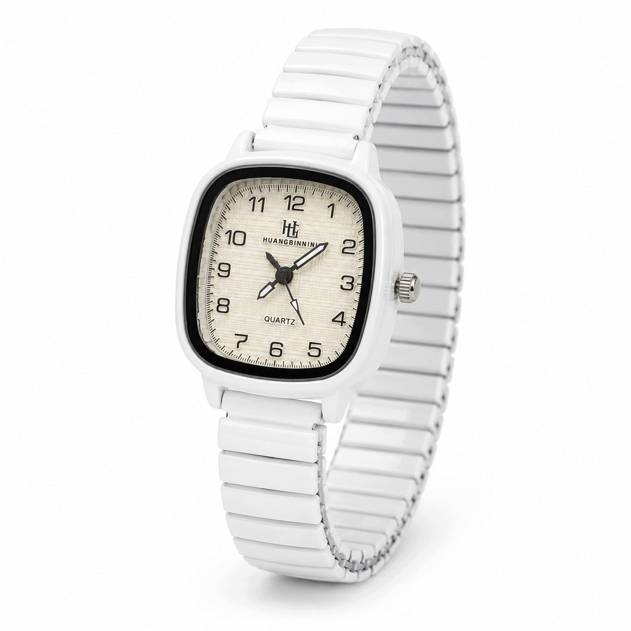 Watch on Elastic White Bracelet White Dial Minimalist