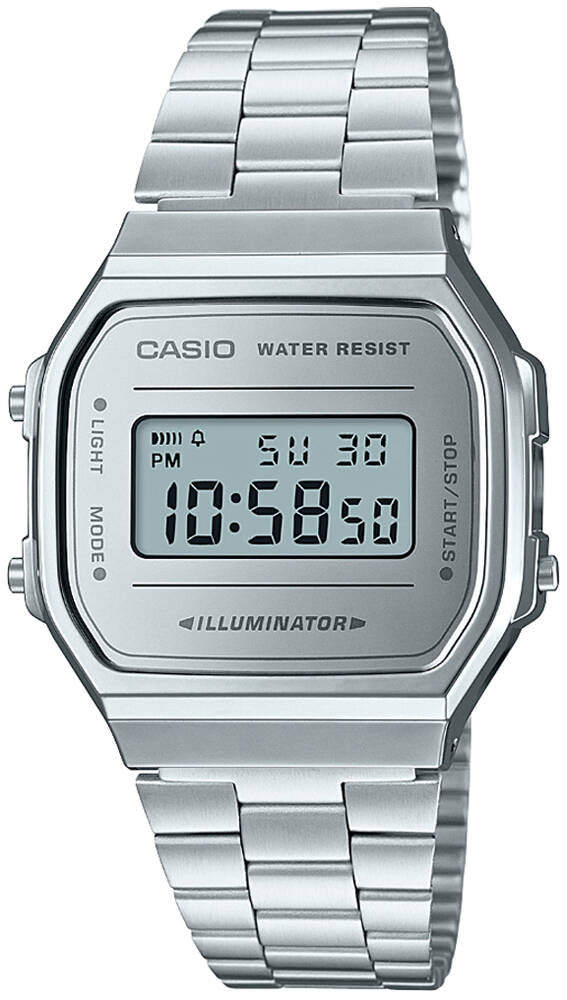 Watch silver Casio Vintage A168WEM-7EF stopwatch