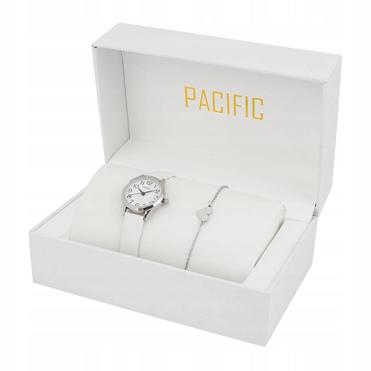 Watch silver white strap numbers SET