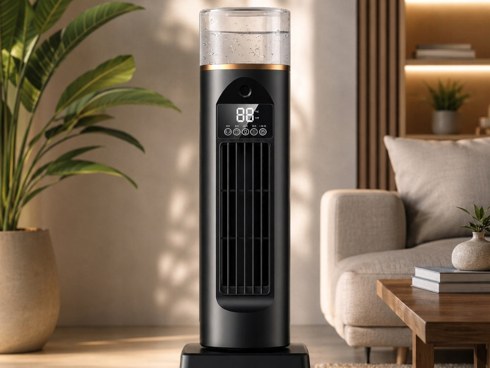 Water Air Conditioner Portable Column Floor Fan Desk Humidifier Functions air humidification oscillation automatic oscillation tilt angle adjustment timer