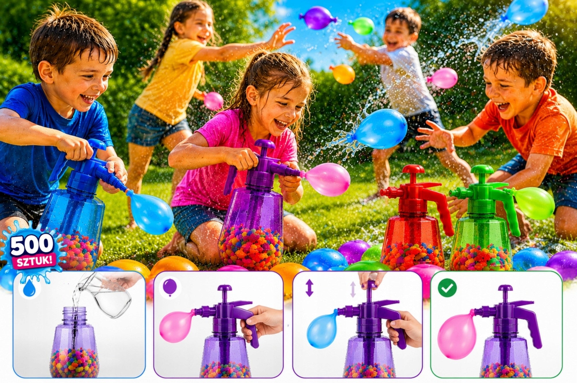 Water Balloons MEGA PAKA 500 pcs! SET WITH PUMP Water Bombs Kid's age 3＋ years