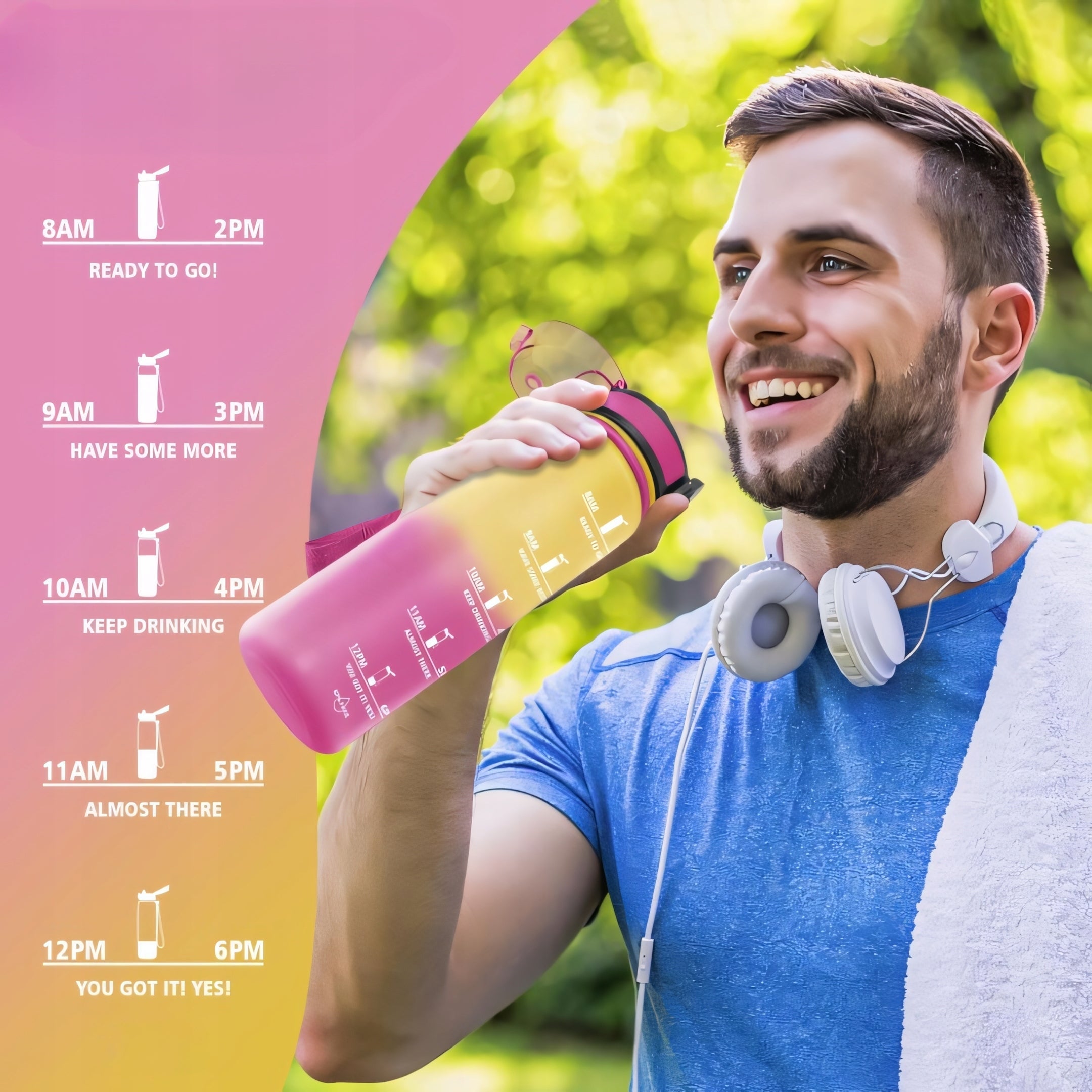 Water Bottle 1.5L Sports Motivational Measure With BPA FREE Filter Volume 1500 ml