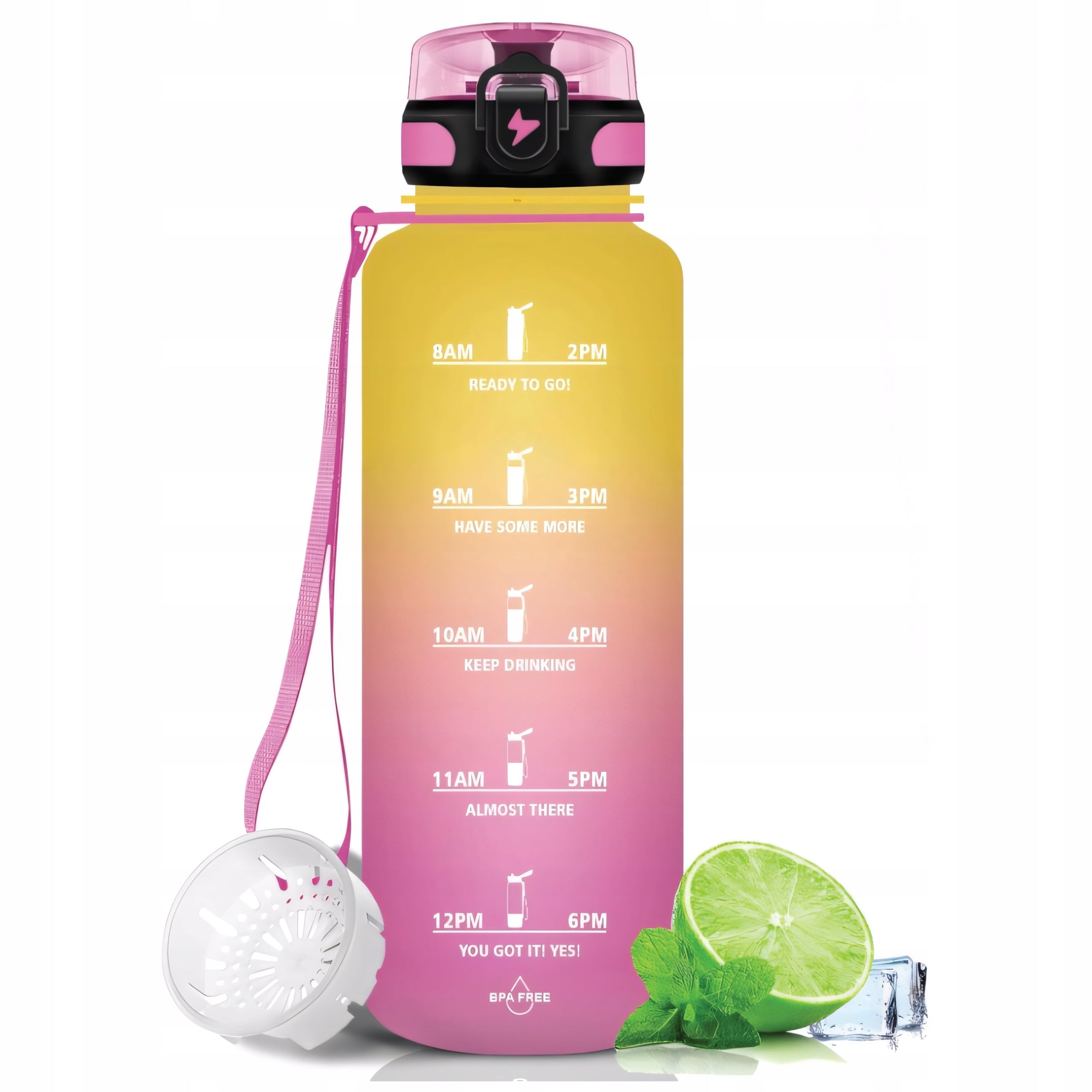 Water Bottle 1.5L Sports Motivational Measure With BPA FREE Filter