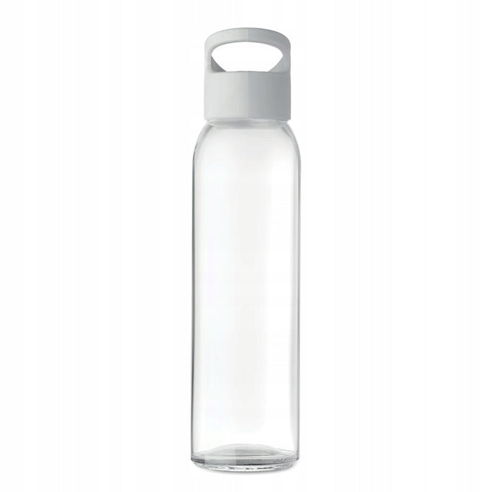 Water Bottle Eco-Friendly Glass 470ml With Training Holder For School Color white