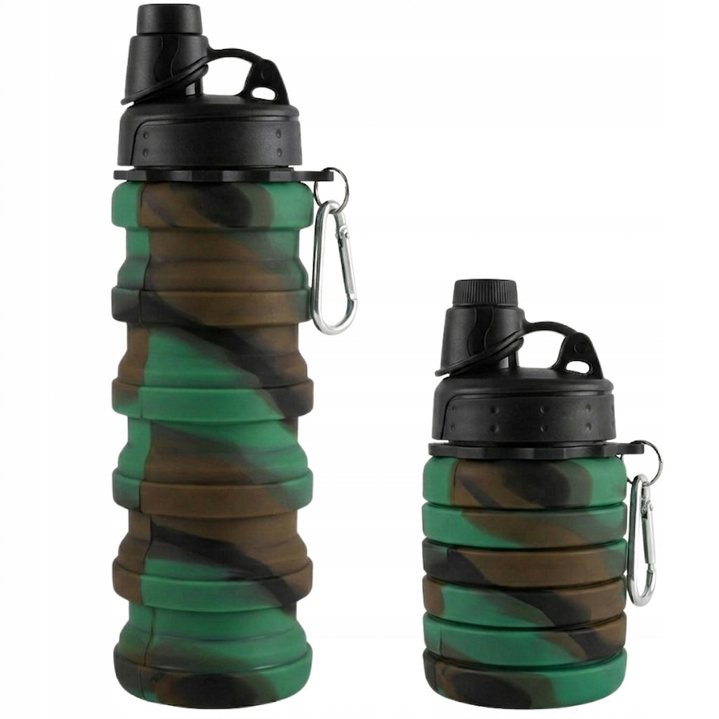 Water Bottle FOLDING Silicone Water Bottle Folding Travel 500 MILITARY