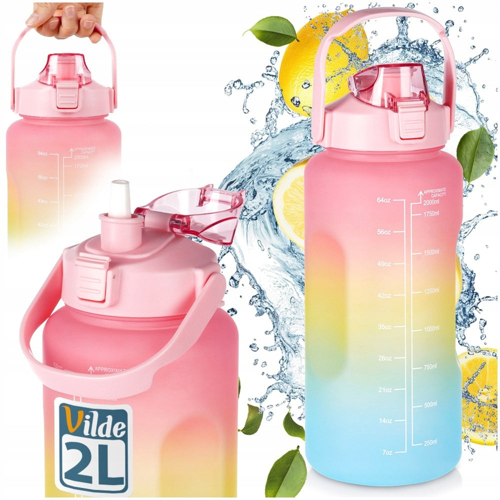 Water Bottle Leakproof Drinks with Scale Sports Travel 2L XXL