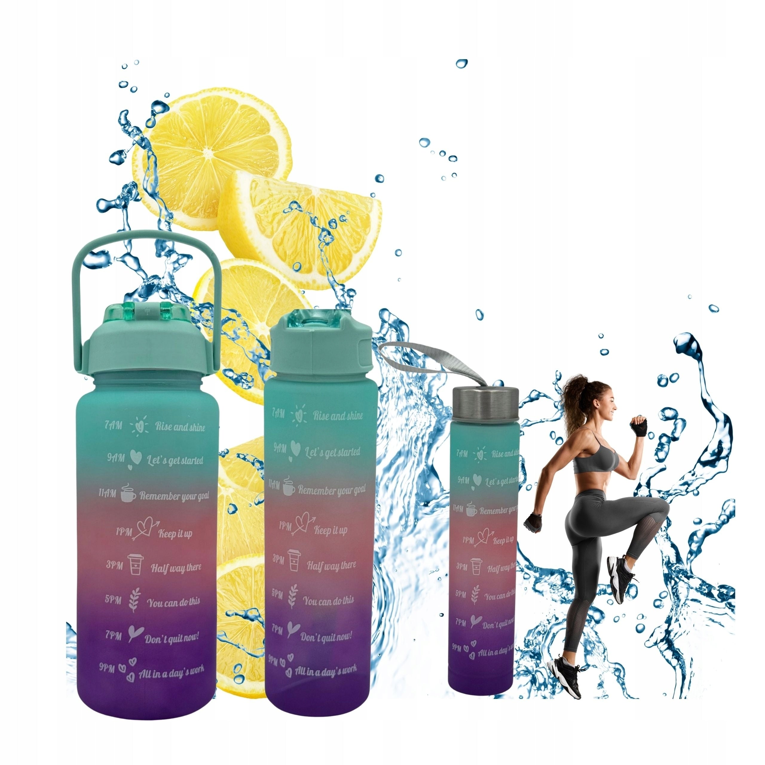 Water Bottle Motivational Water Bottle With Measure Sports 3in1 Tight Sports