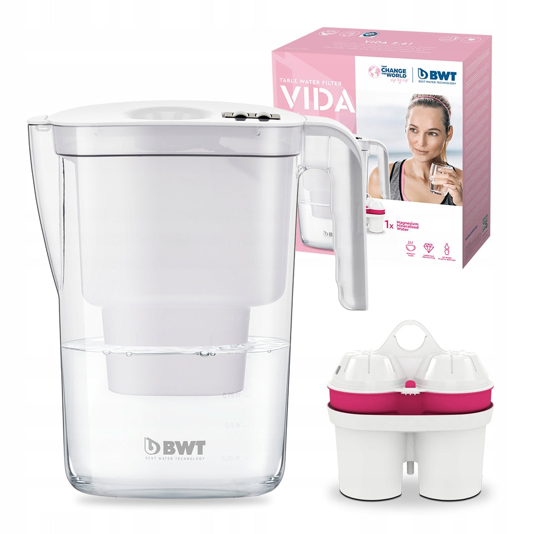 Water FILTER JUG + CARTRIDGE with Magnesium BWT VIDA Manual Indicator 2,6L