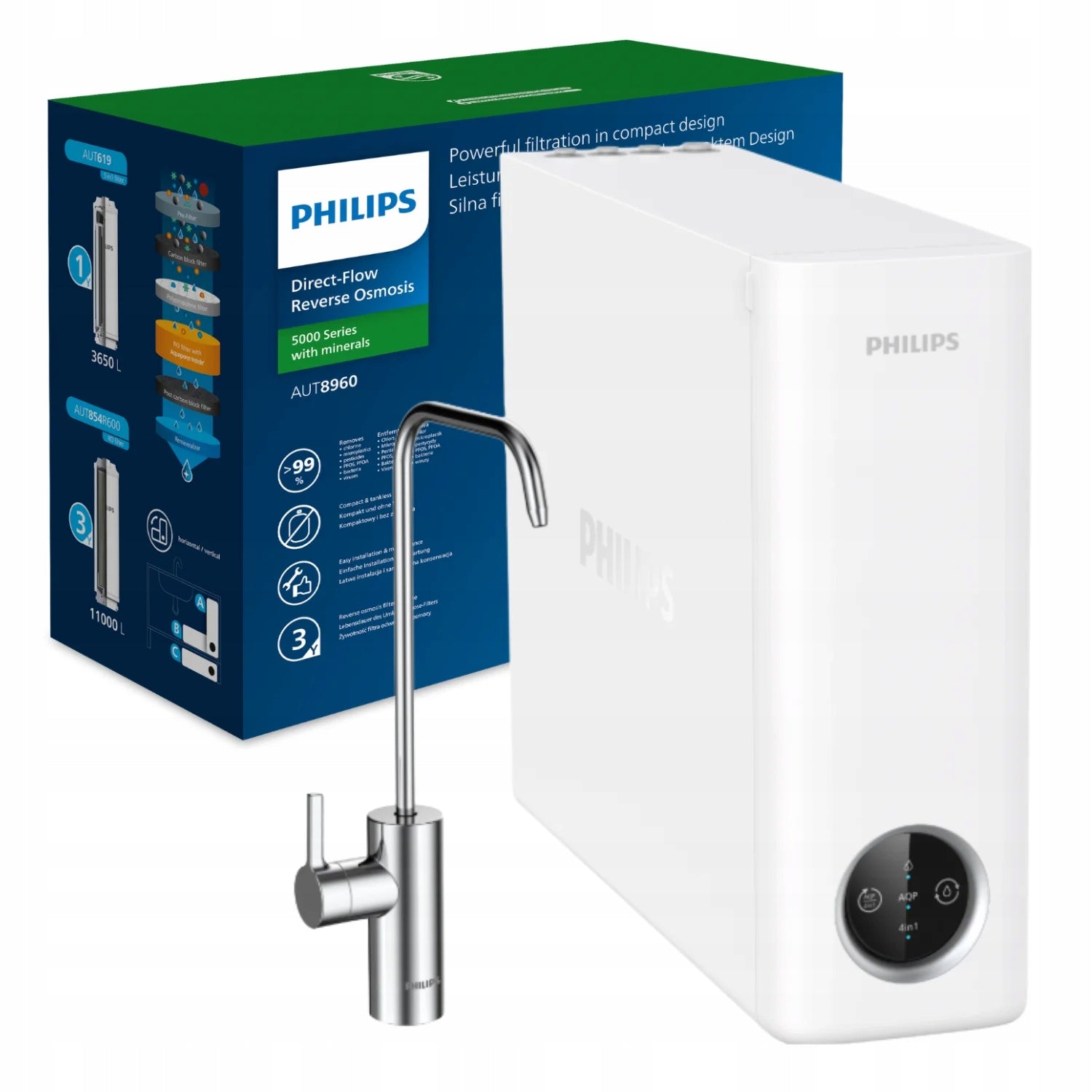 Water Faucet Filter Philips AUT8960/10 Reverse Osmosis 1,6L/min 600GPD