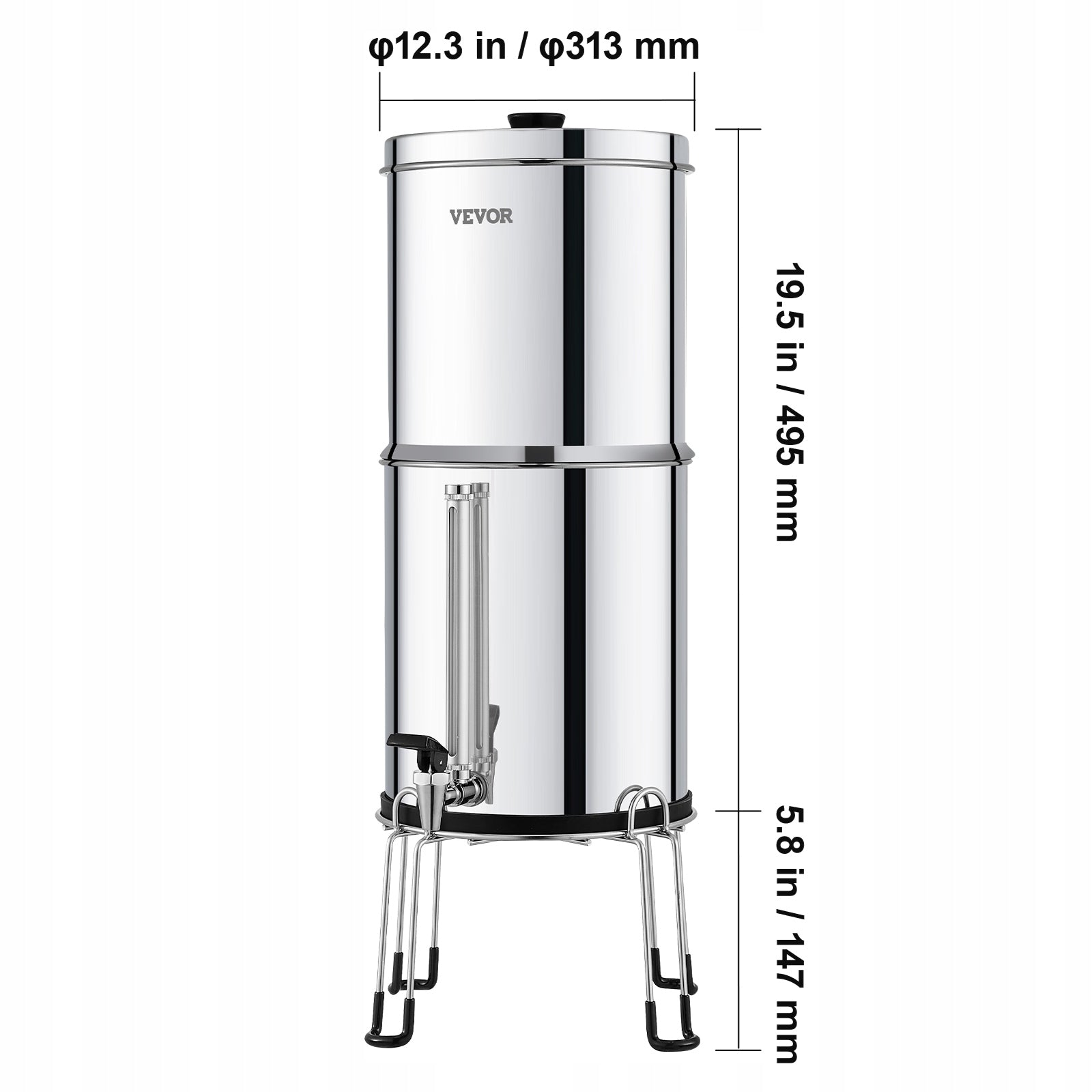 Water Filter Activated Carbon Stainless Steel 7+7,5L 2 Defluorinated Filters Manufacturer code ZLLSQ225GALHFY