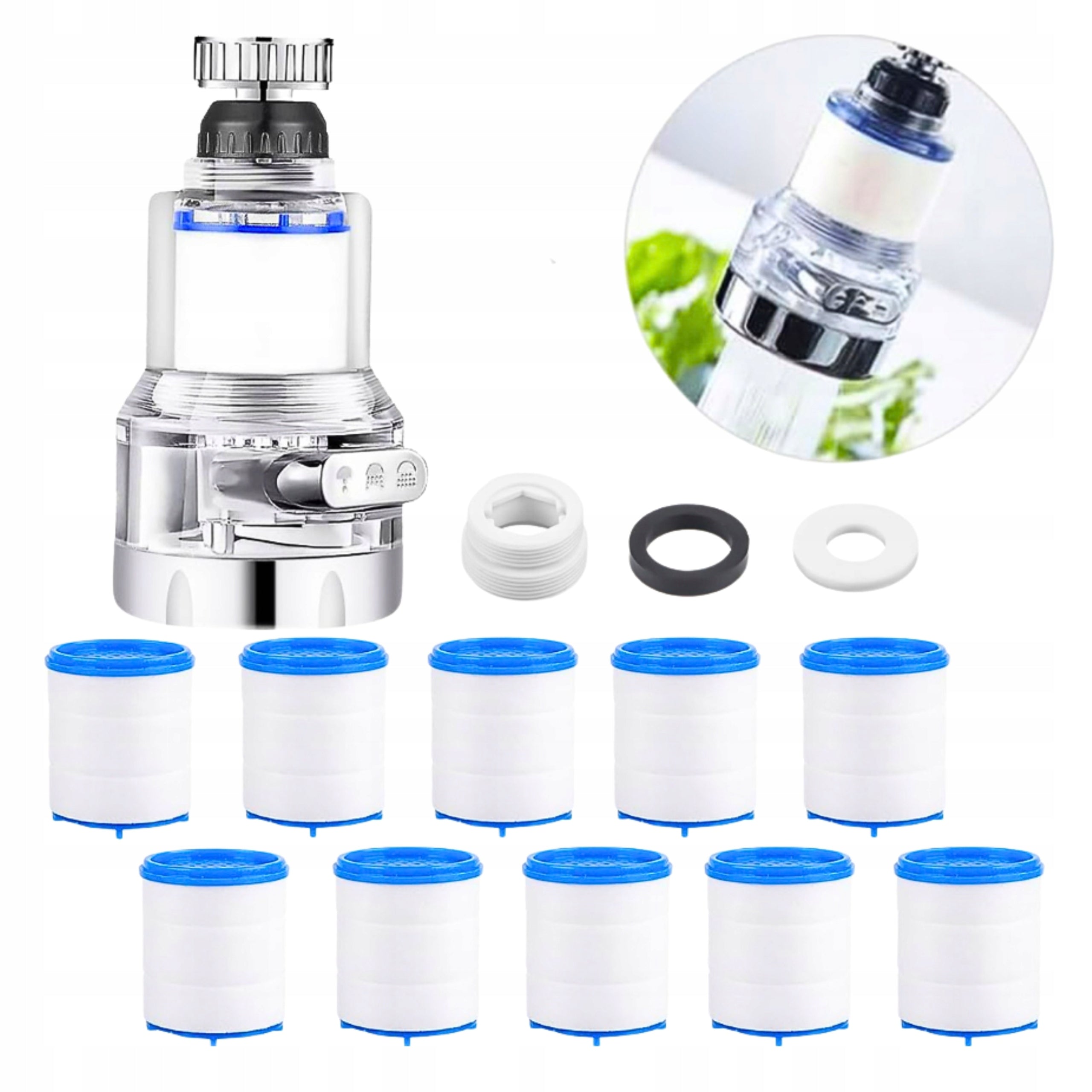 Water Filter For Rotary Faucet Removes Pollutants and Metals + 10 Filters Packaging status original