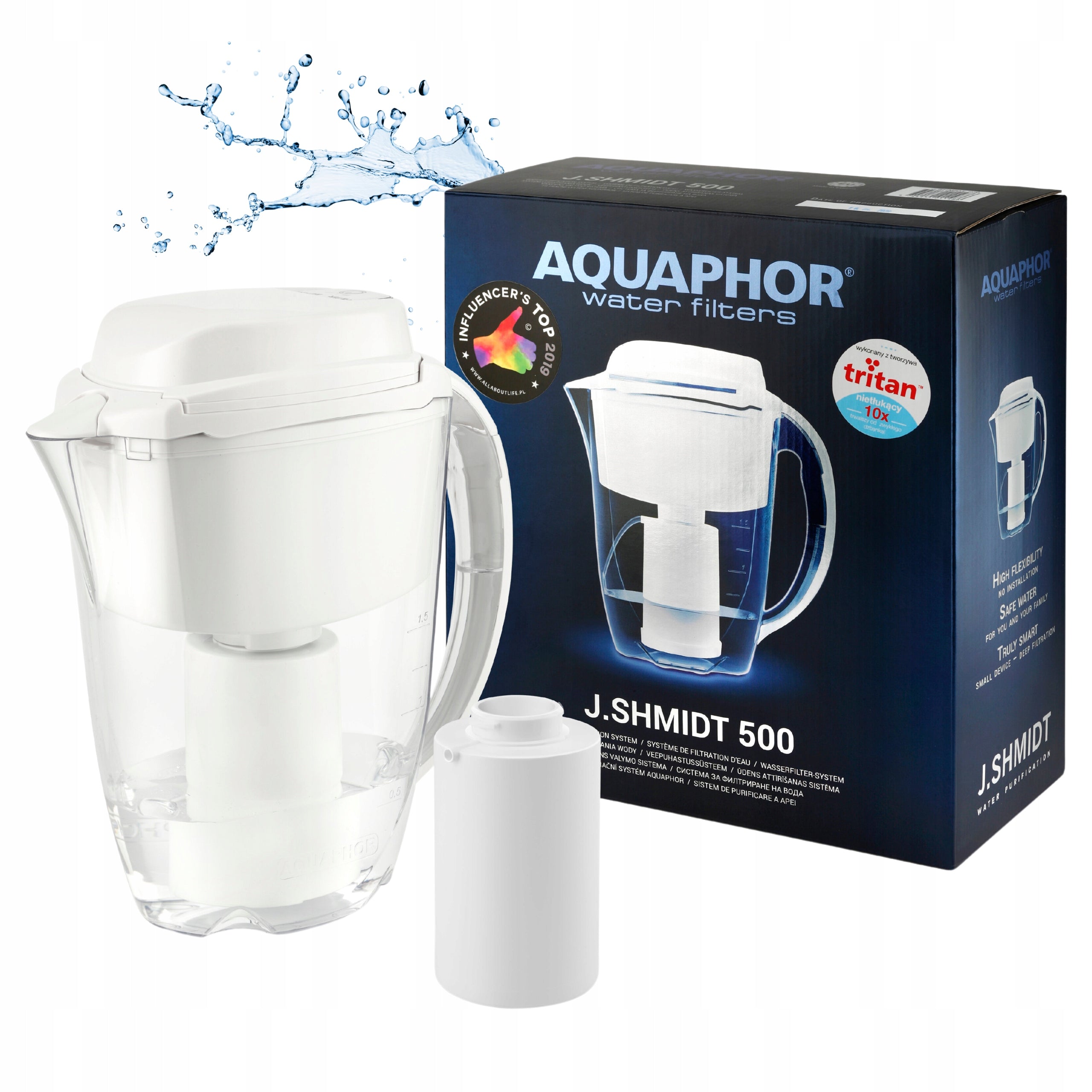 Water Filter Jug AQUAPHOR J.SHMIDT 500 White 2,8L with Carbon Filter