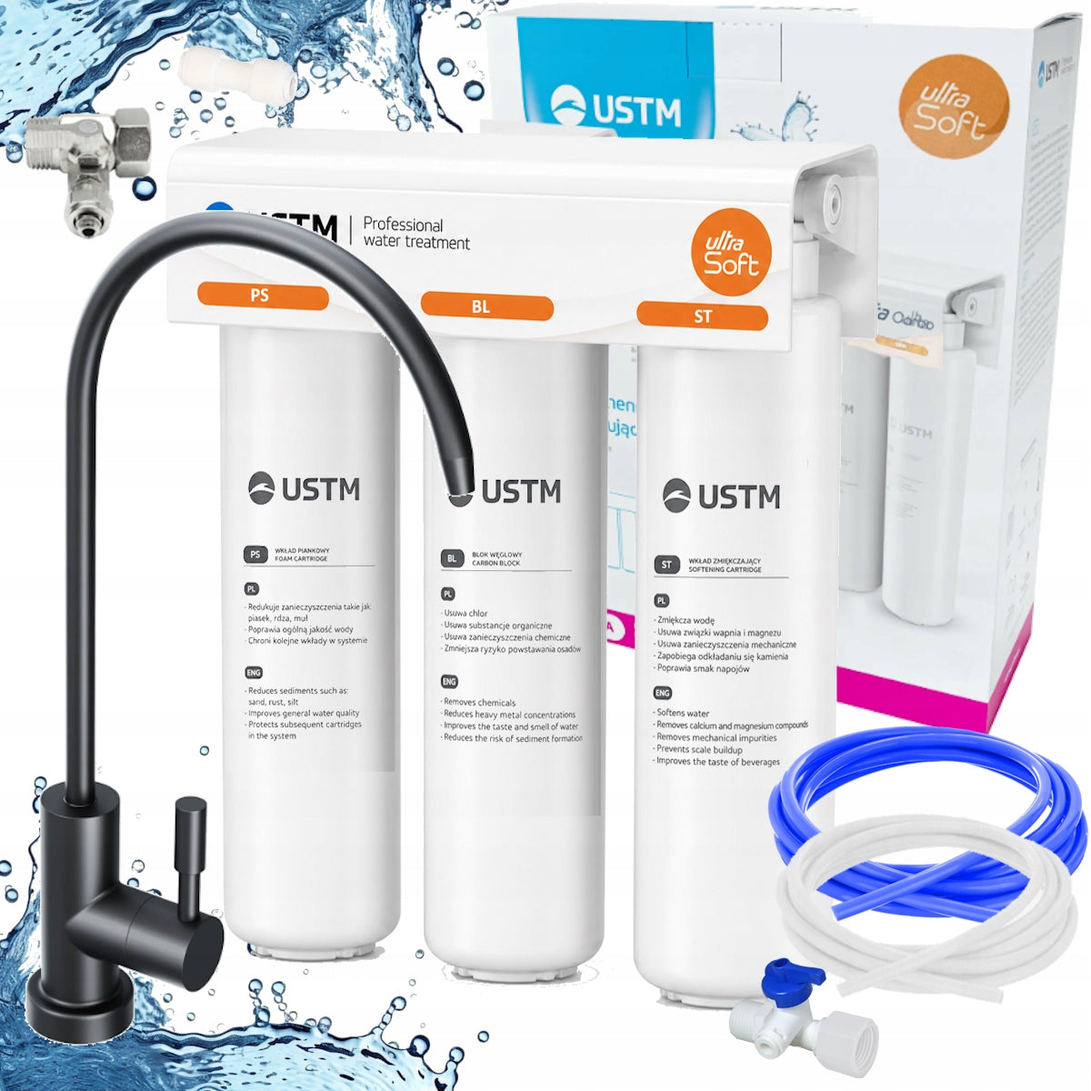 Water Filter Softener Sink Water Filtration System Removes Stone USTM