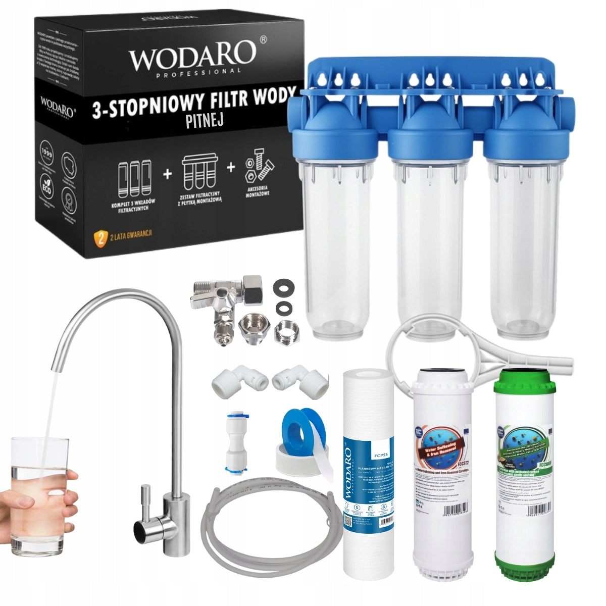 Water Filter Under Sink 3/8" - 1/2" for Kitchen for Drinking Water BRUSHED FAUCET