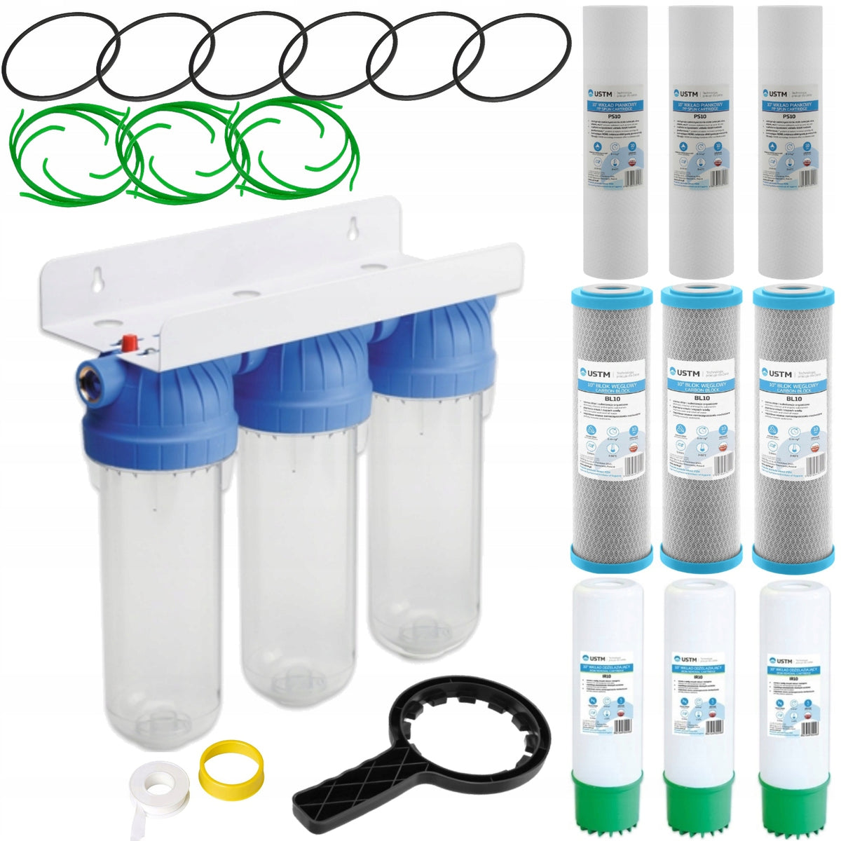 Water Filter Whole House 3 Stage 3/4 Iron Remover