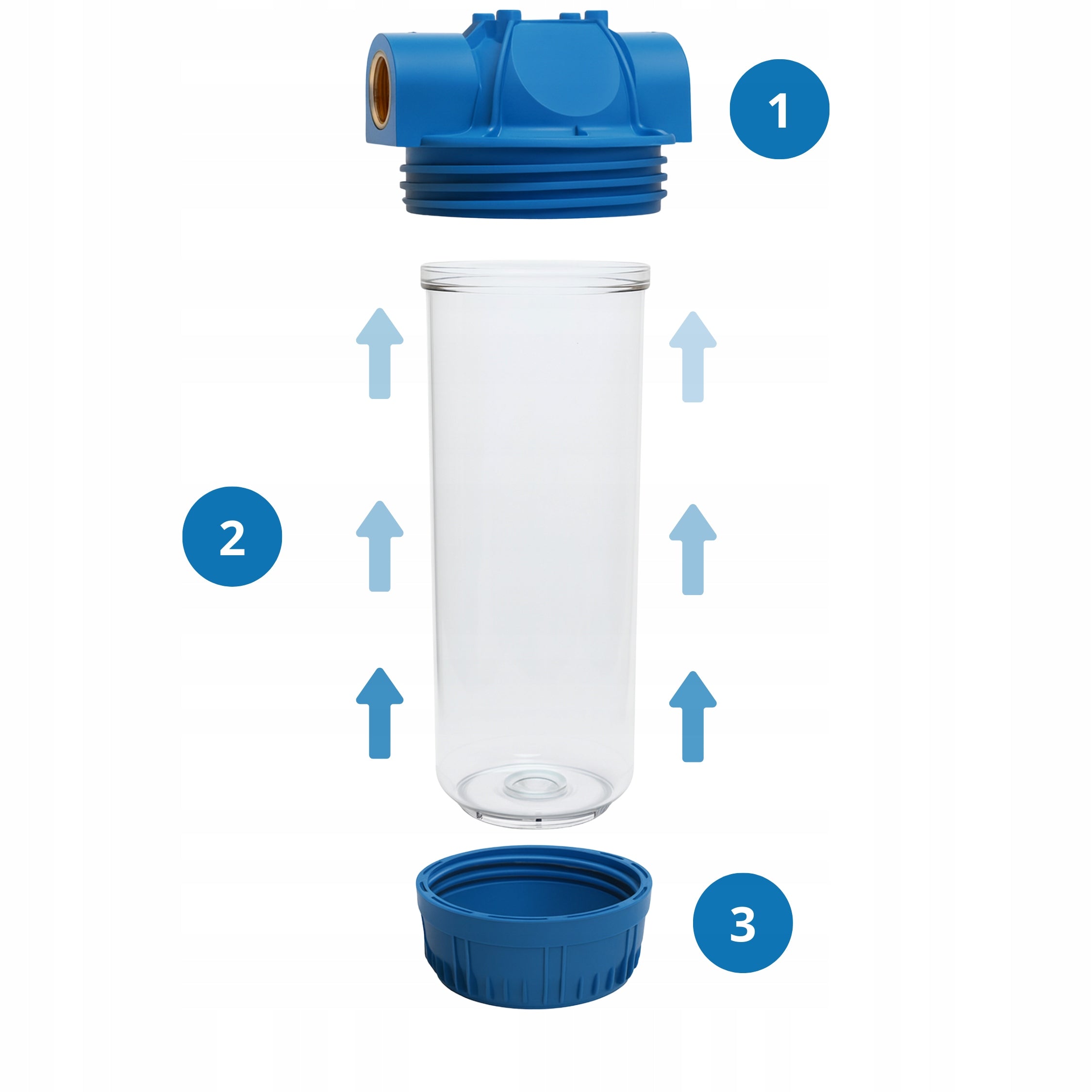 Water Filter WodaRO In-line Set 1" WHOLE HOUSE Foam Cartridge FCPS20 x 3 Brand wodaRO