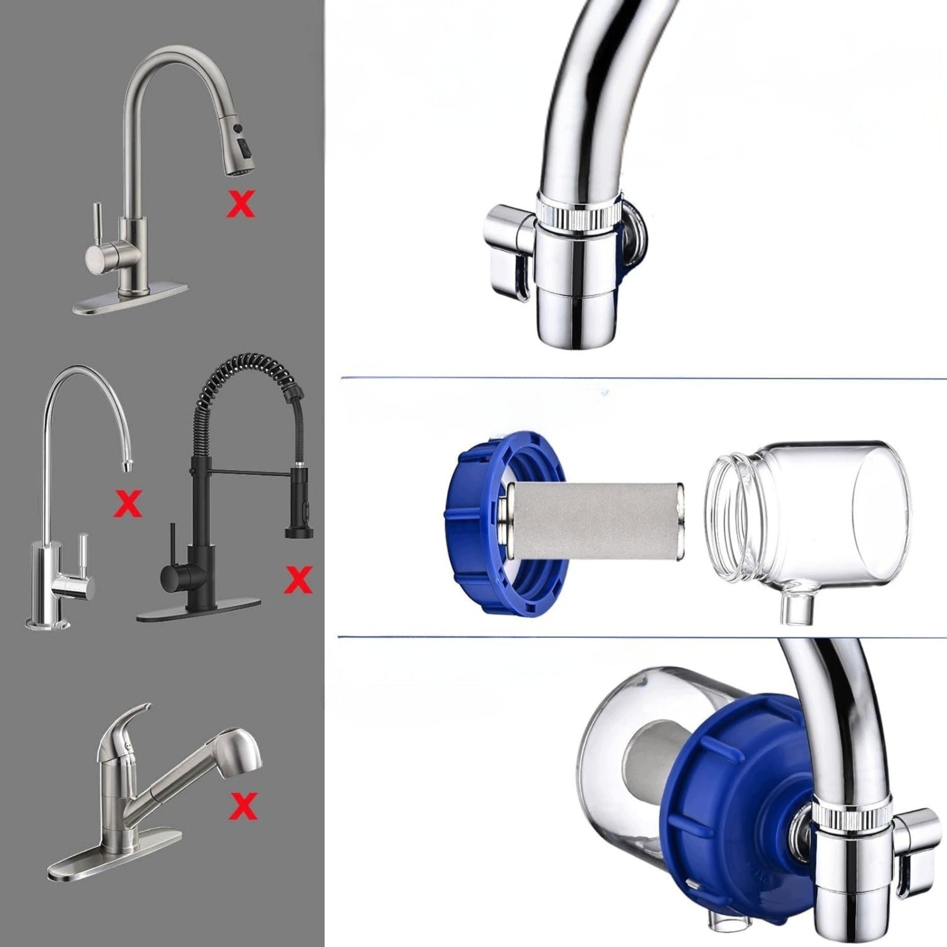 Water Filter for Faucet Earffloz 0,2 Micron Glass M22 M24 with Switch Manufacturer code Filtr do wody na kran