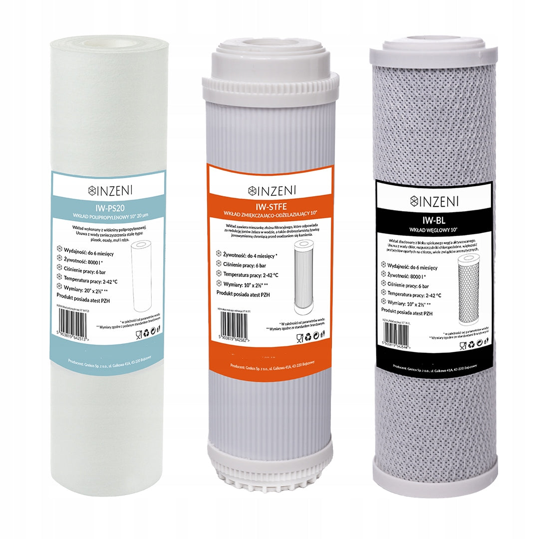 Water Filters Softening Iron Remover INZENI Set of 3 Pack 10 Inches Brand Inzeni