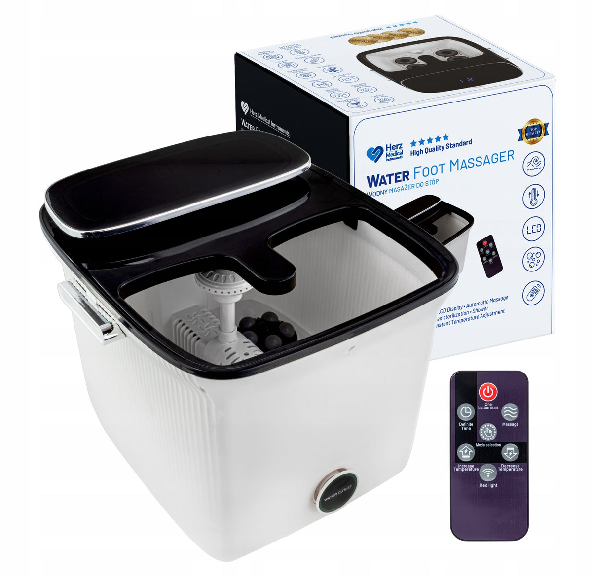 Water Foot Massager HYDROMASSAGE HerzMedical PILOT, HEATING, Touch SCREEN