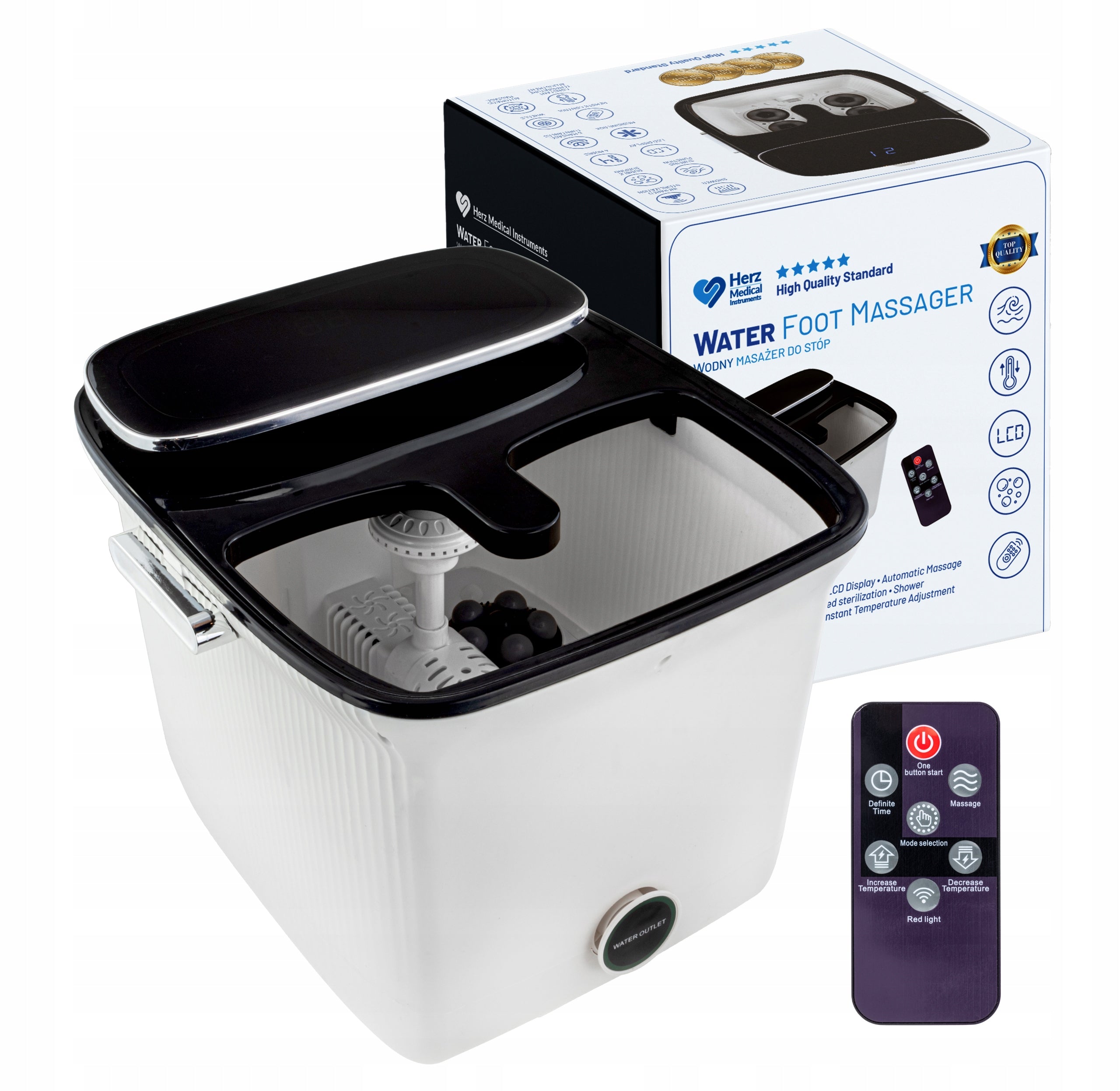 Water Foot Massager HYDROMASSAGE HerzMedical PILOT, HEATING, Touch SCREEN