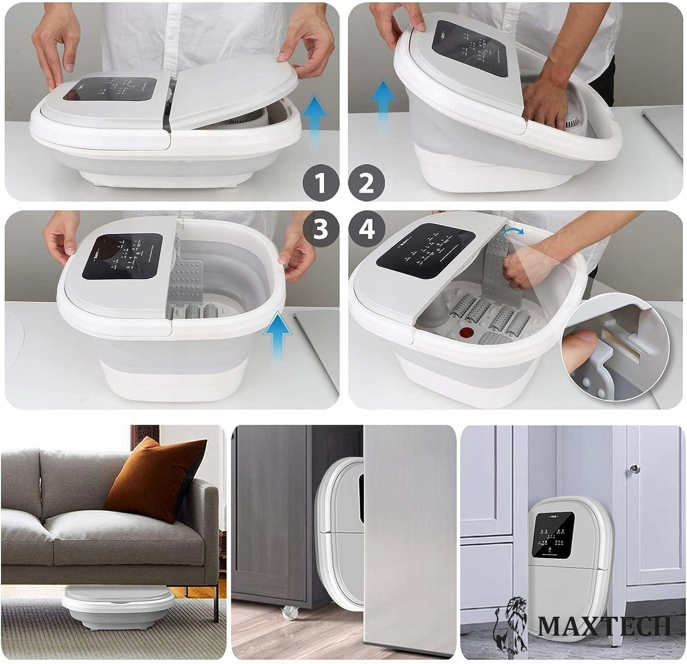 Water Foot Massager Hydromassager Foldable Heated with Bubbles + Remote Control Medical device no