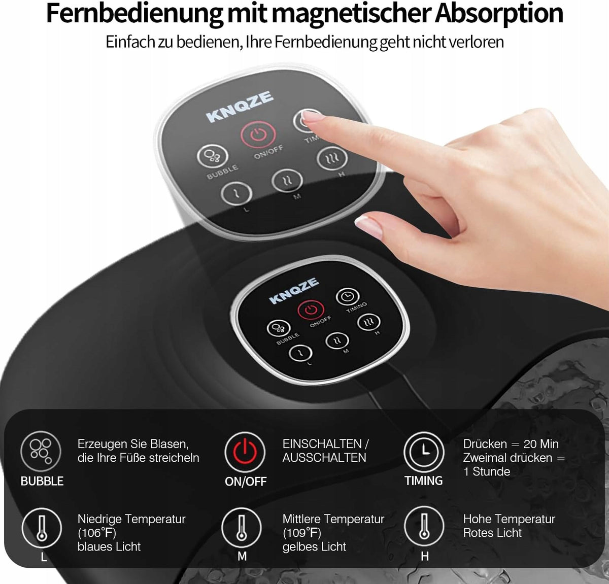 Water Foot Massager with Heating and Remote Control KNQZE Manufacturer code MZD-02F