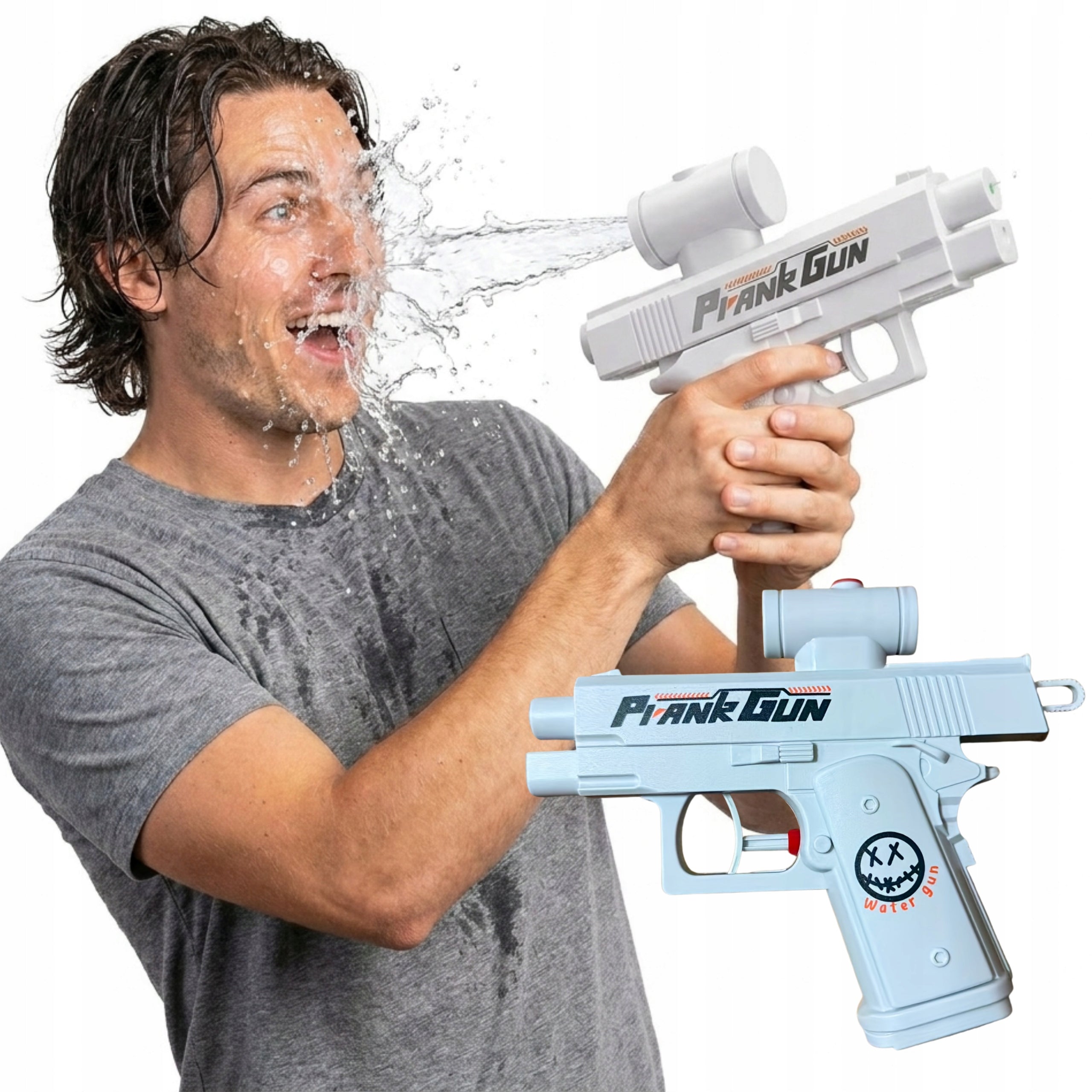 Water Gun Prank Gun Double Sided Shooting Two Triggers Psikus Toy