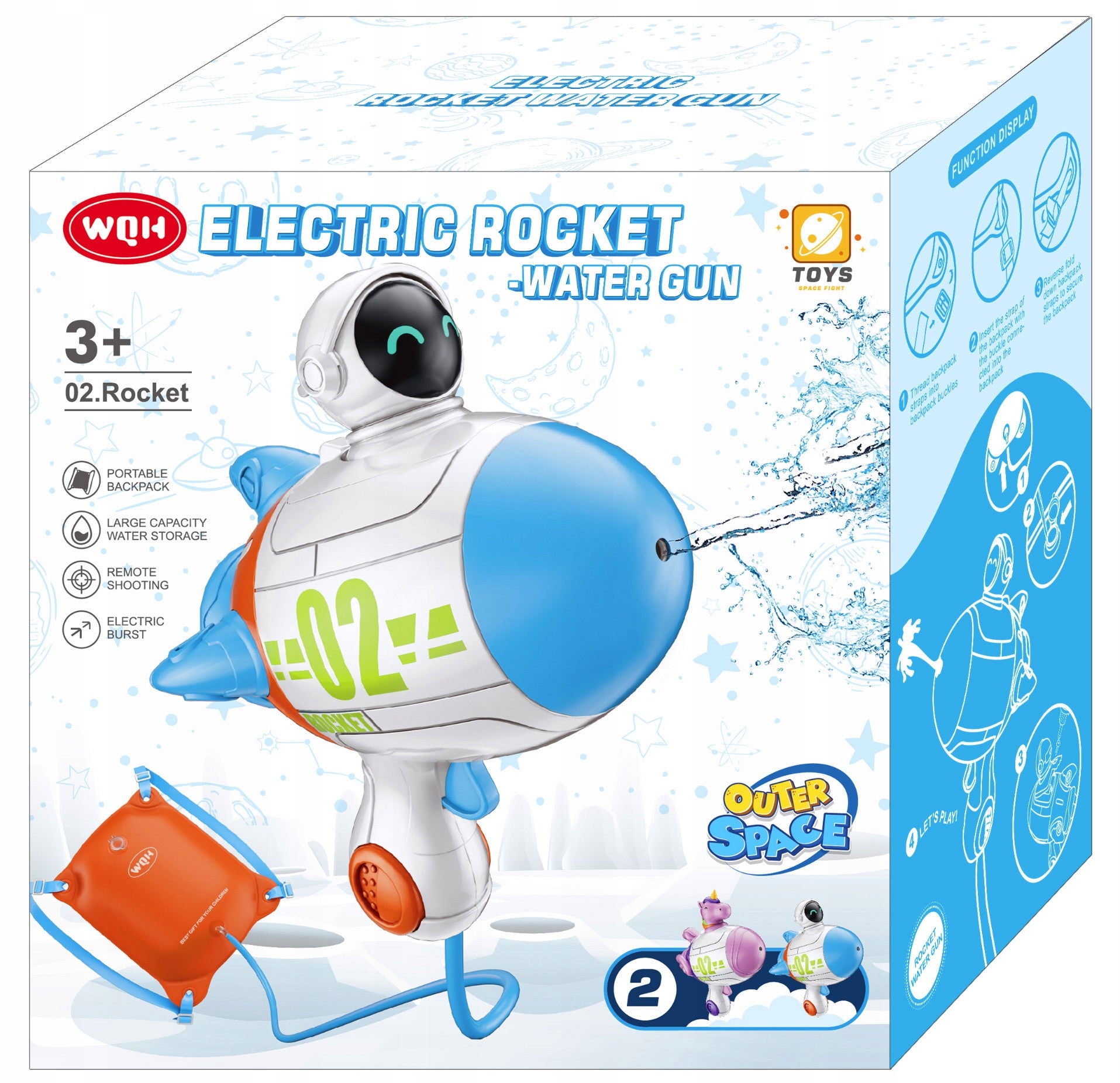 Water Gun With Backpack Automatic Racket Pipe Water Backpack Packaging status original