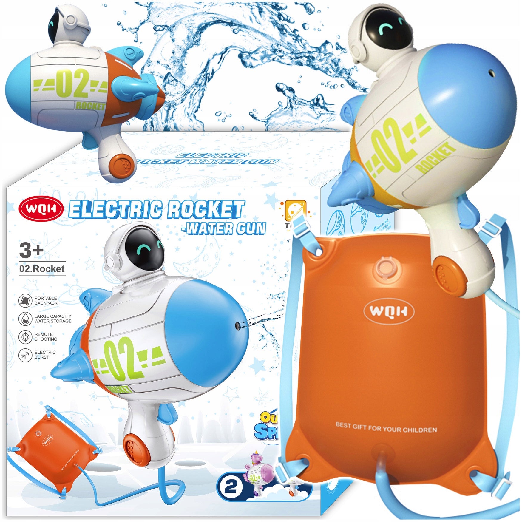 Water Gun With Backpack Automatic Racket Pipe Water Backpack