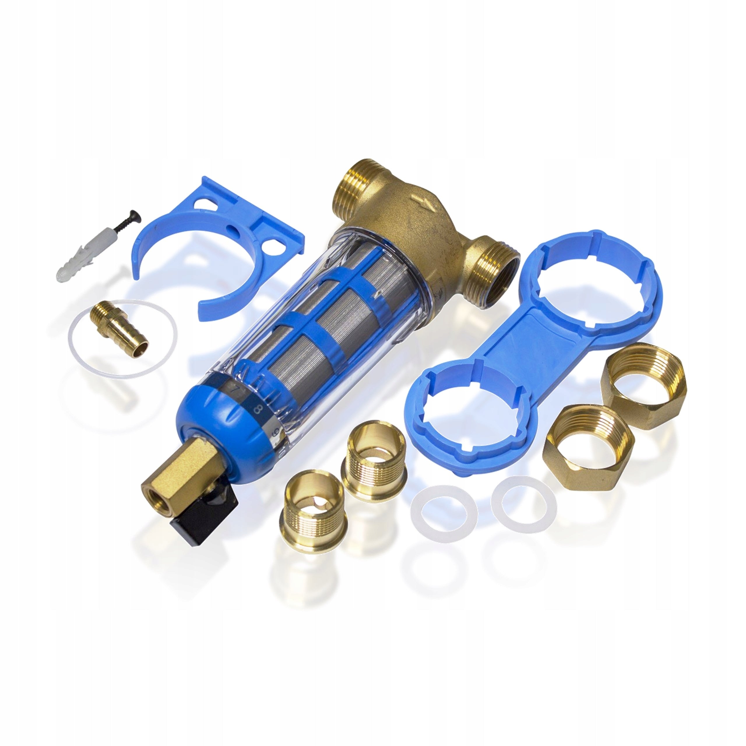 Water In-line Filter - Mechanical Mesh + 3/4 Ball Valve, 1 inch