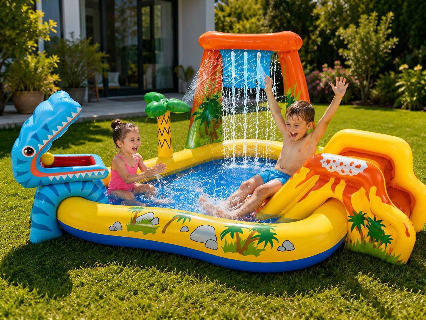 Water Playground INTEX 57444 Swimming Pool Dinosaurs Slide Fountain 249x191cm Brand Intex