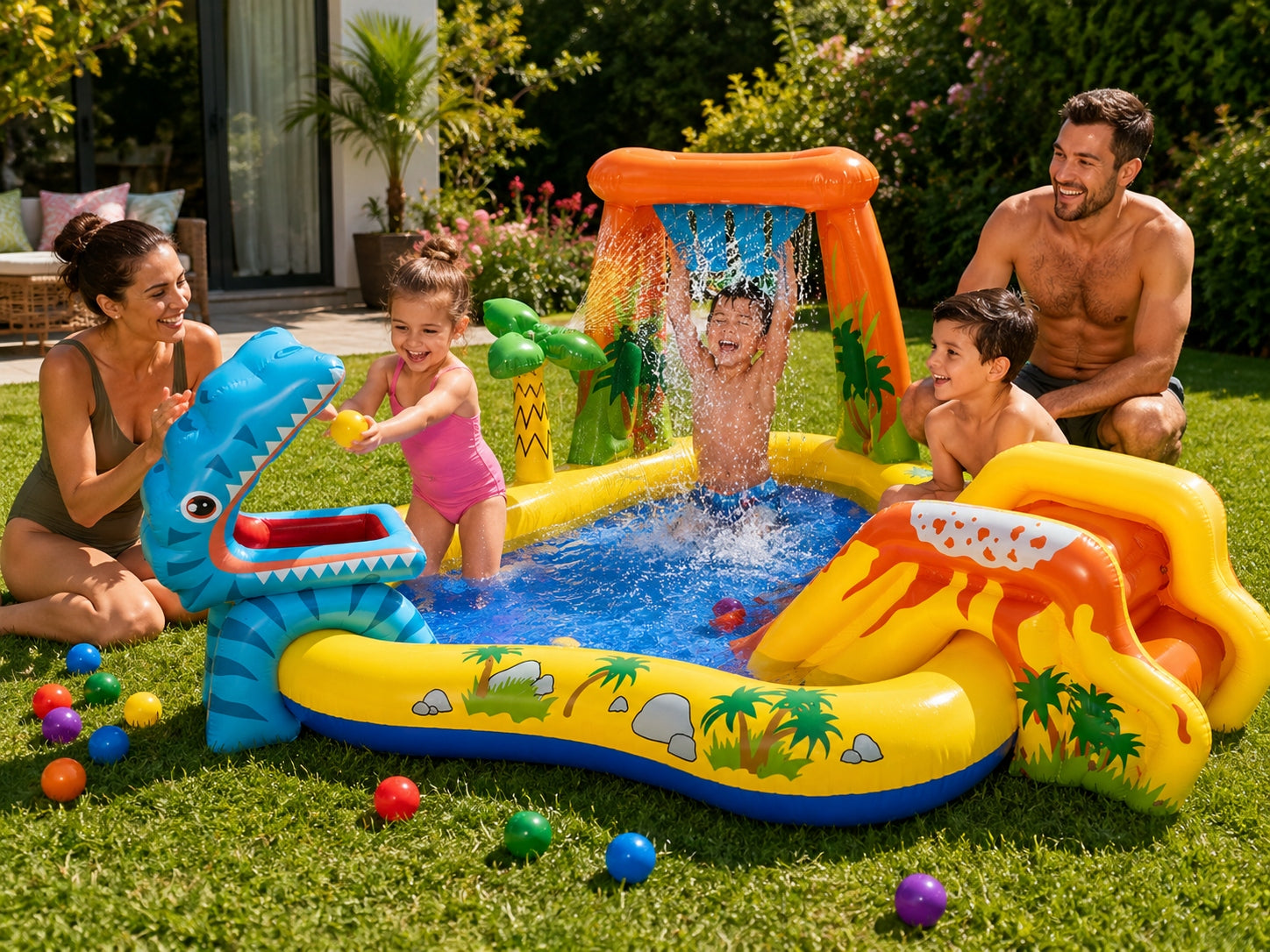 Water Playground INTEX 57444 Swimming Pool Dinosaurs Slide Fountain 249x191cm Manufacturer code 5907046805390