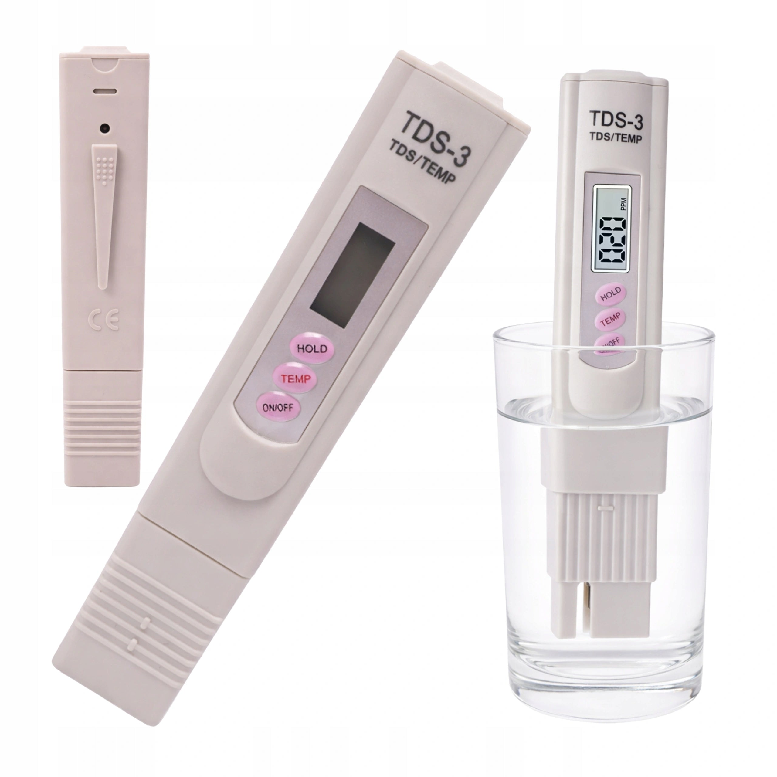 Water Quality Tester with Thermometer TDS-3 Liquid Purity Meter PPM